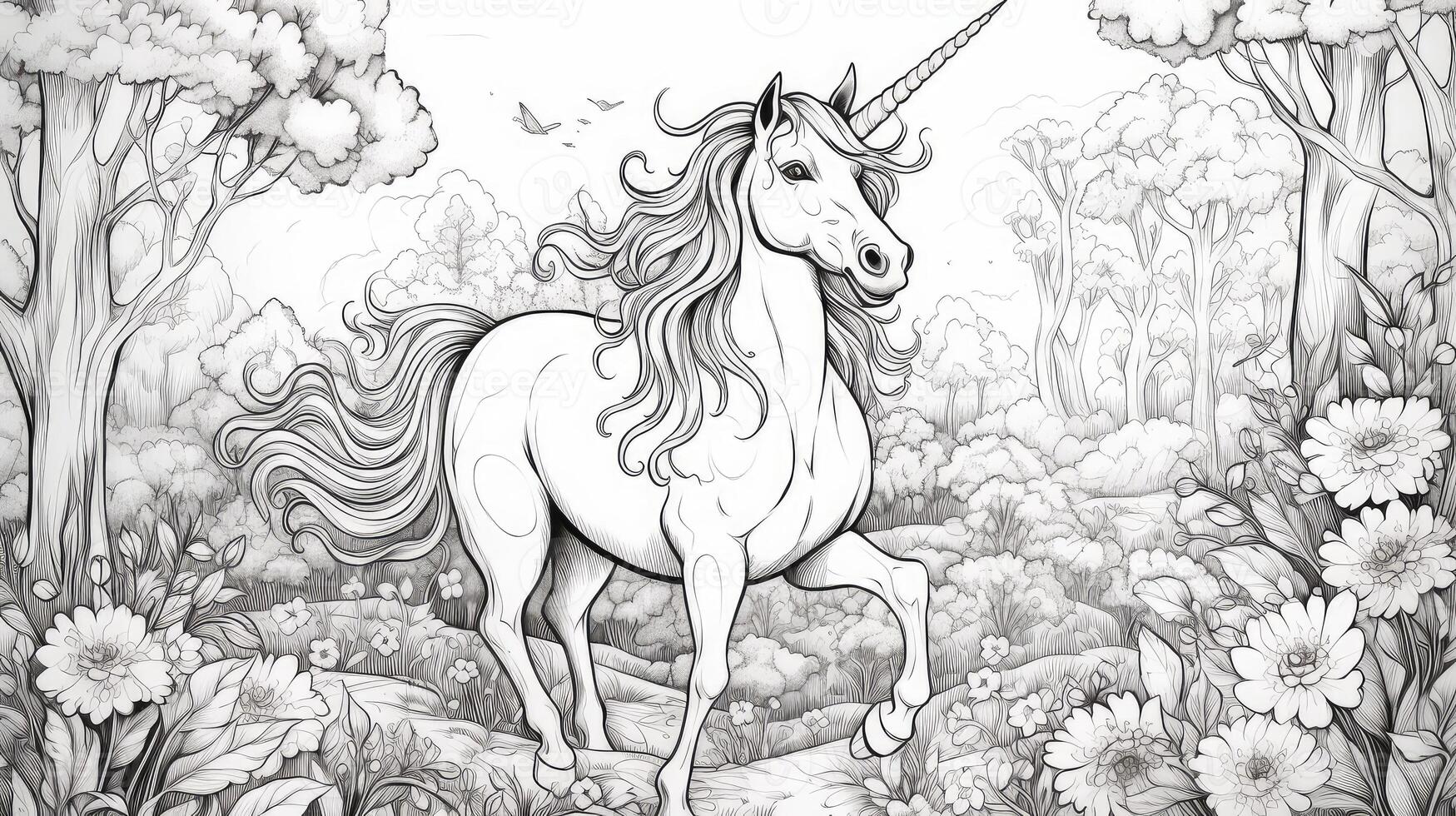 majestic coloring book unicorn 56124905 Stock Photo at Vecteezy