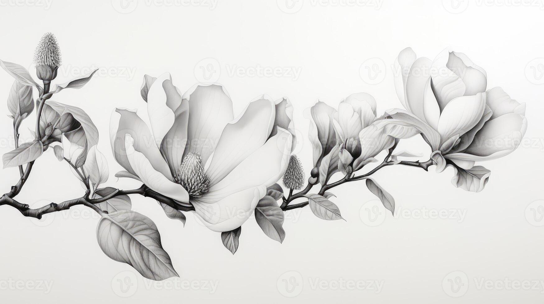 magnolia floral black and white photo