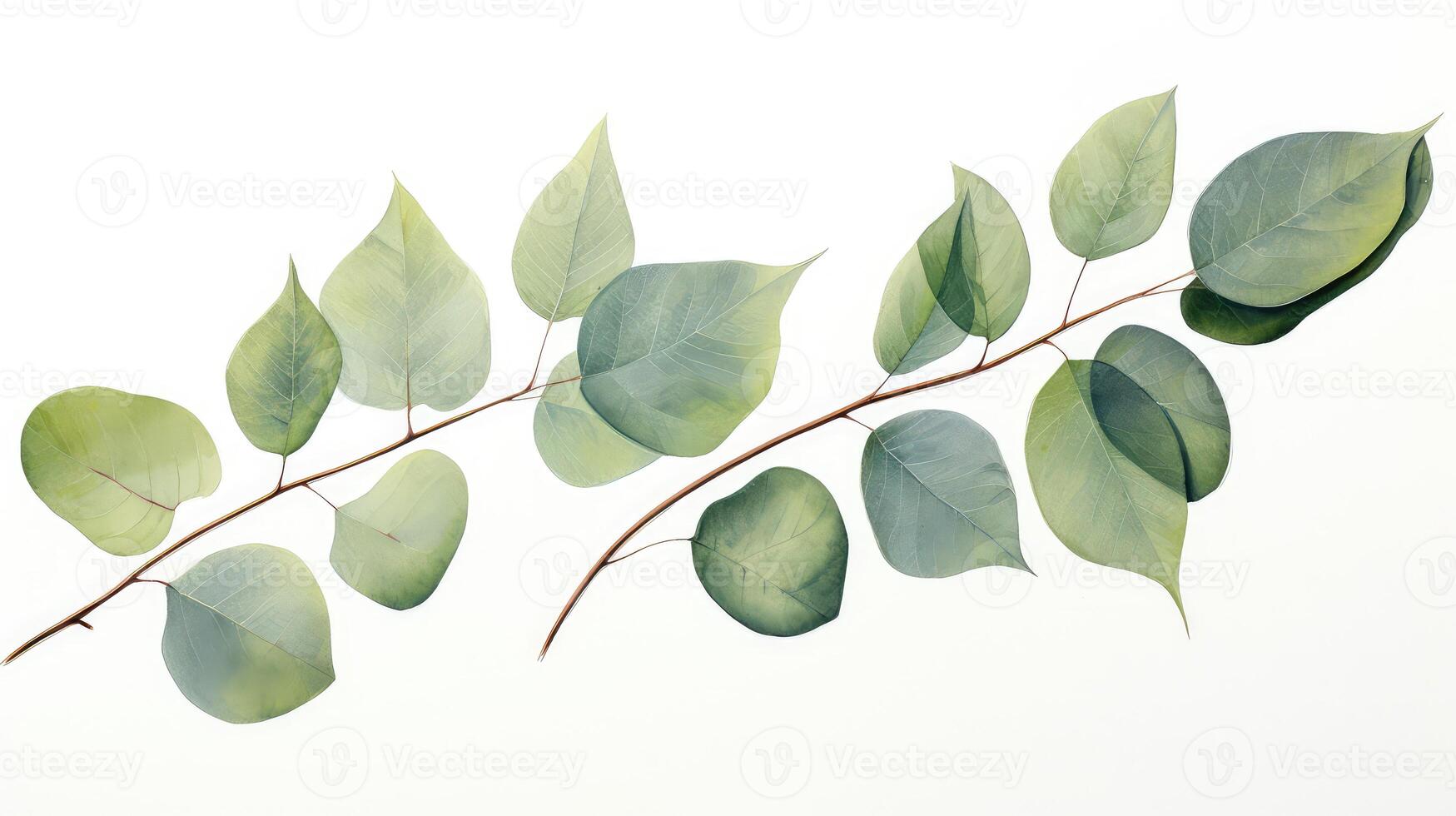 detailed eucalyptus leaves water color photo