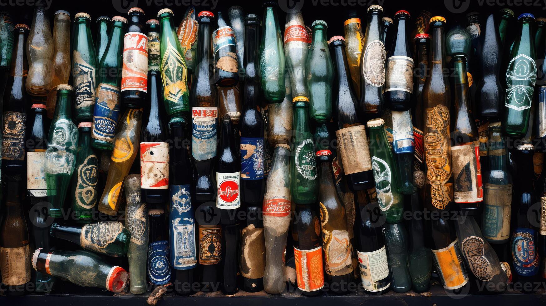 empty beer bottles photo