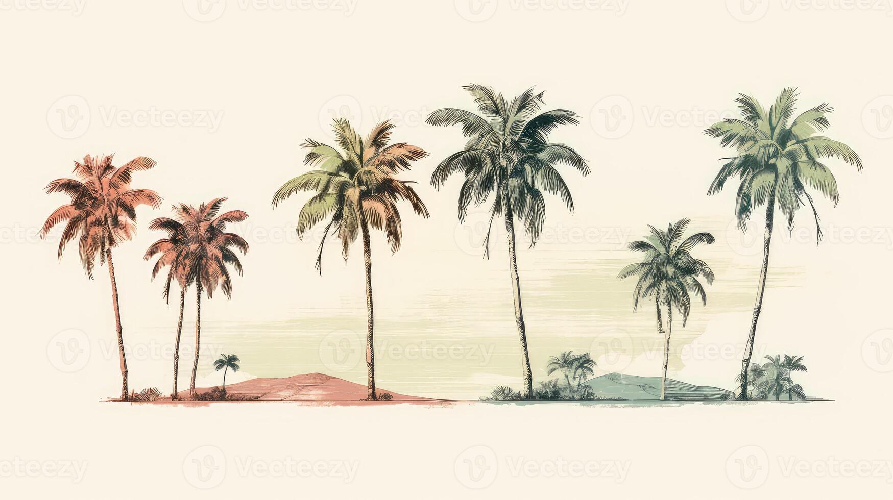 muted palm tree clip art photo