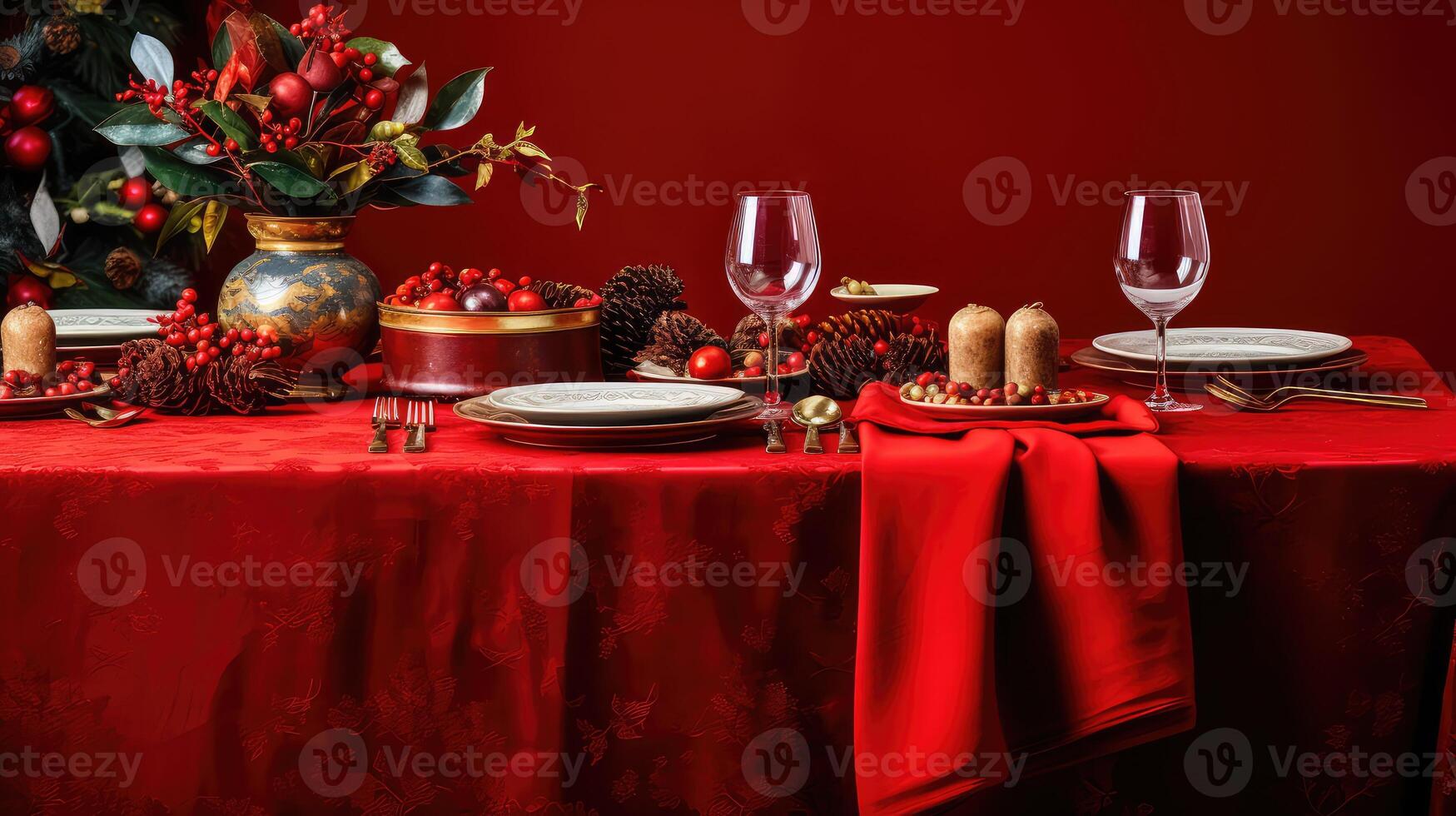 christmas red table cloth photo