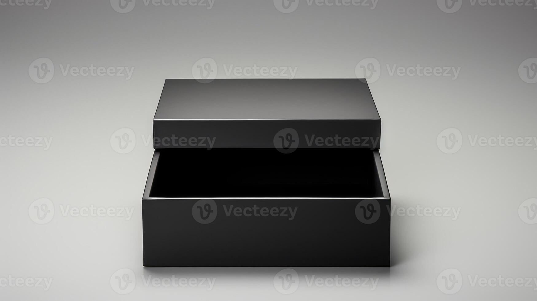 sleek open black box top view photo