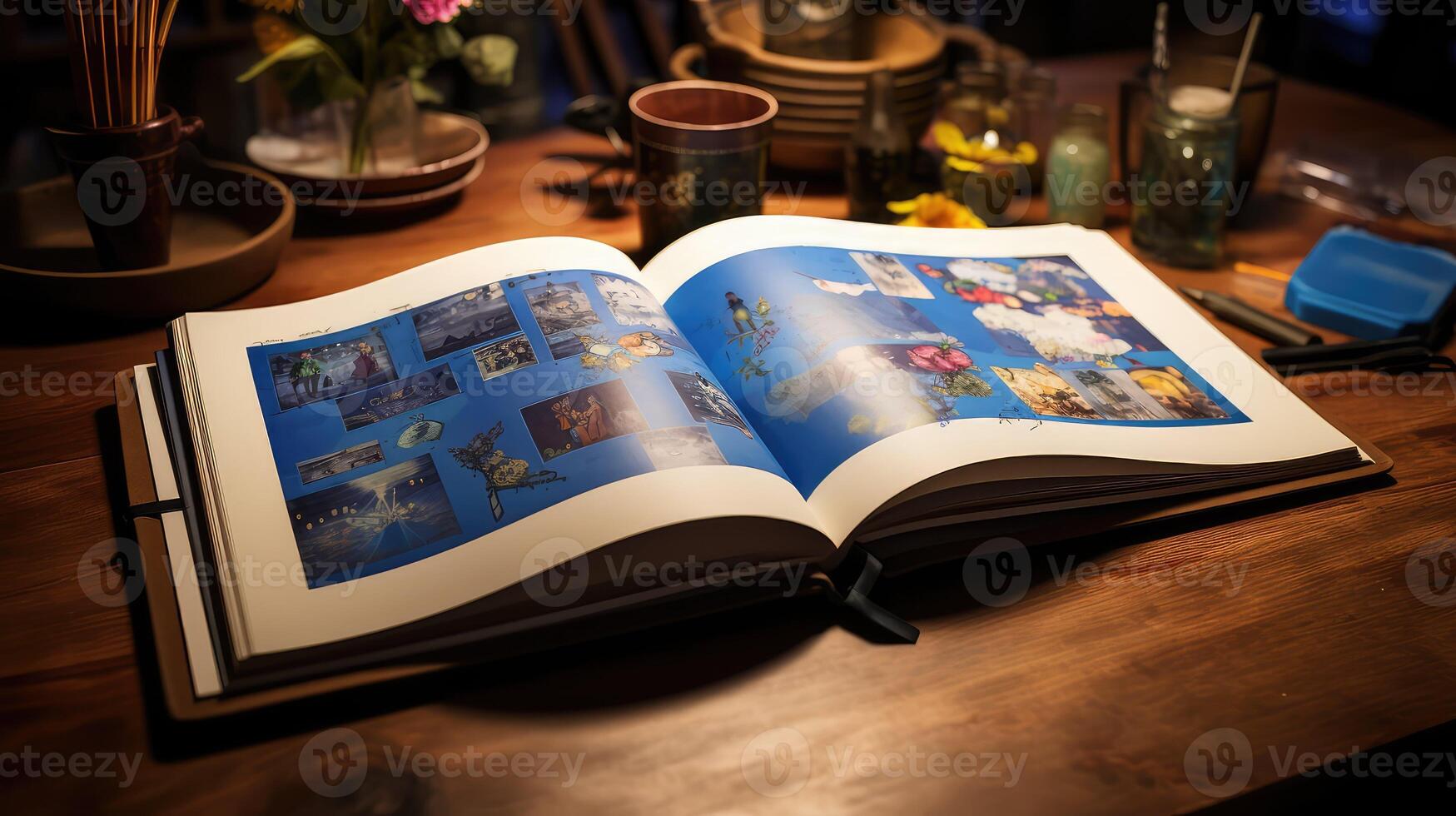 handwritten open book blue photo