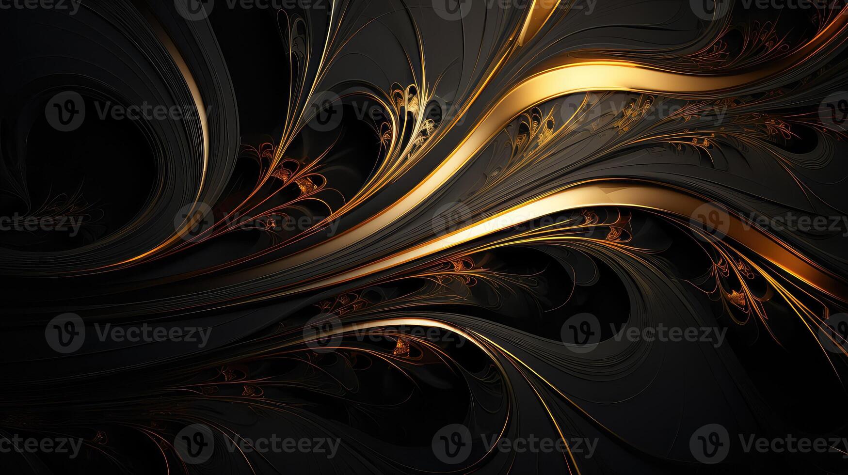 intricate black and gold abstract background photo