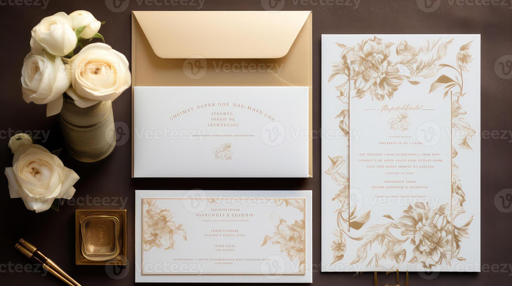 rsvp wedding invitation gold photo