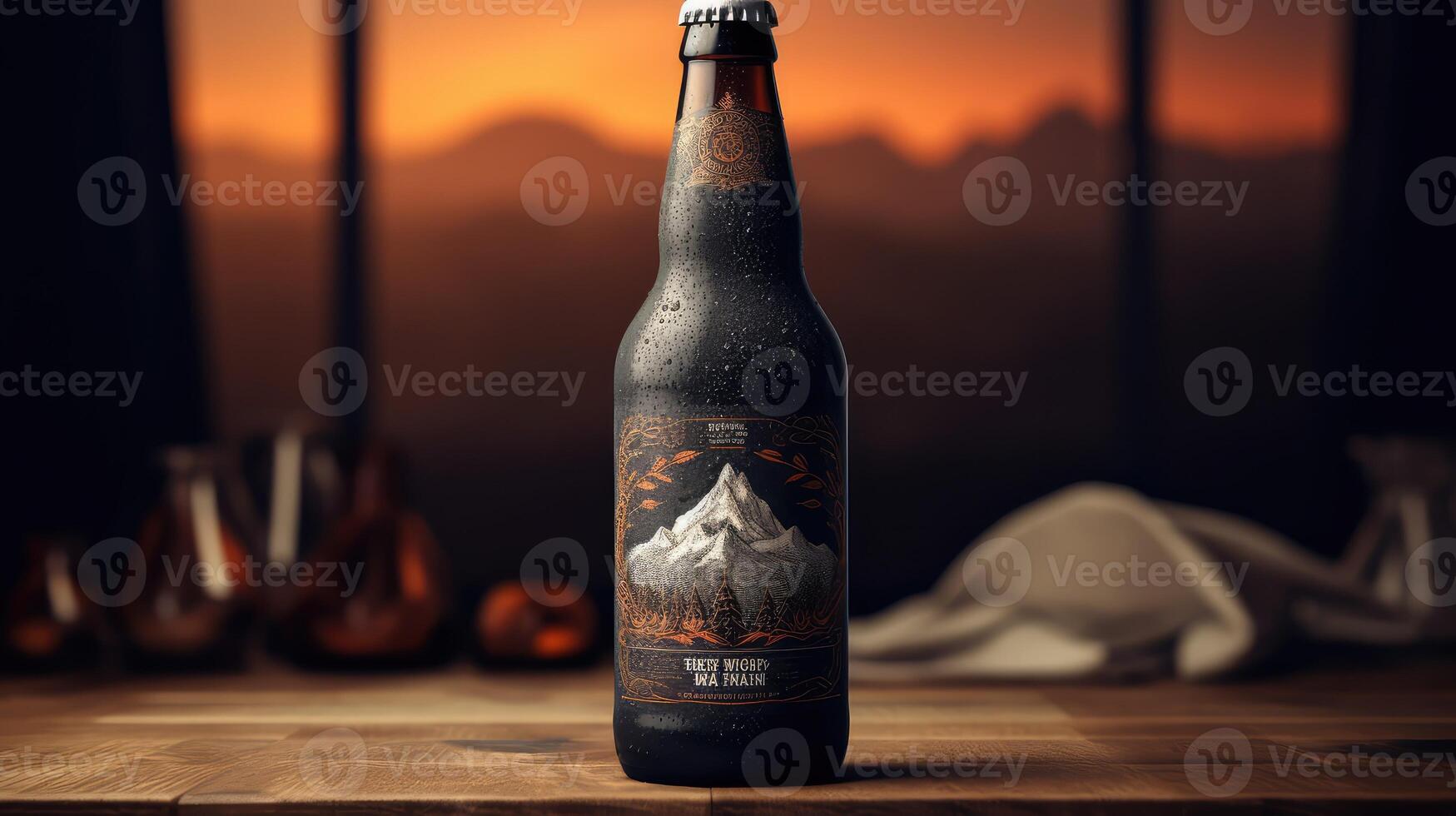 amber beer bottle mock up photo