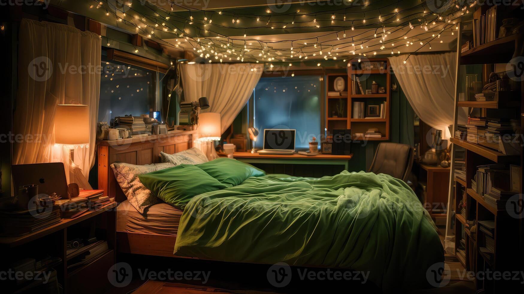 cozy green lighting photo