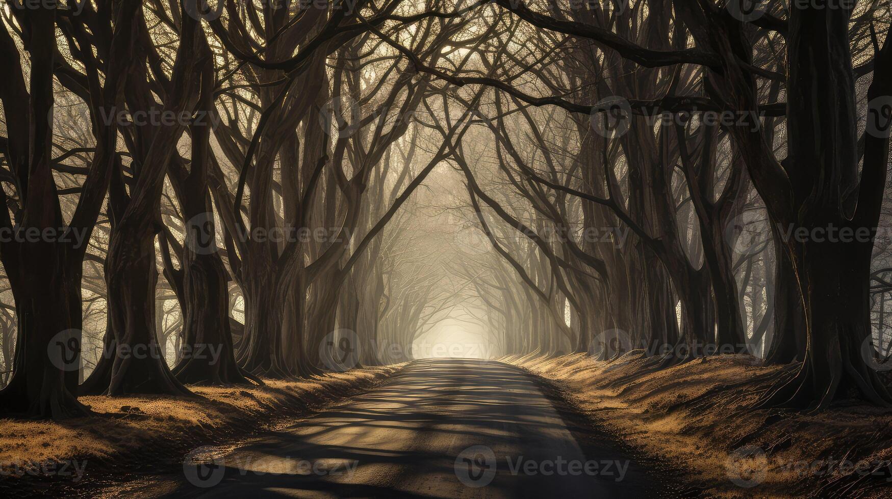 branches road trees photo