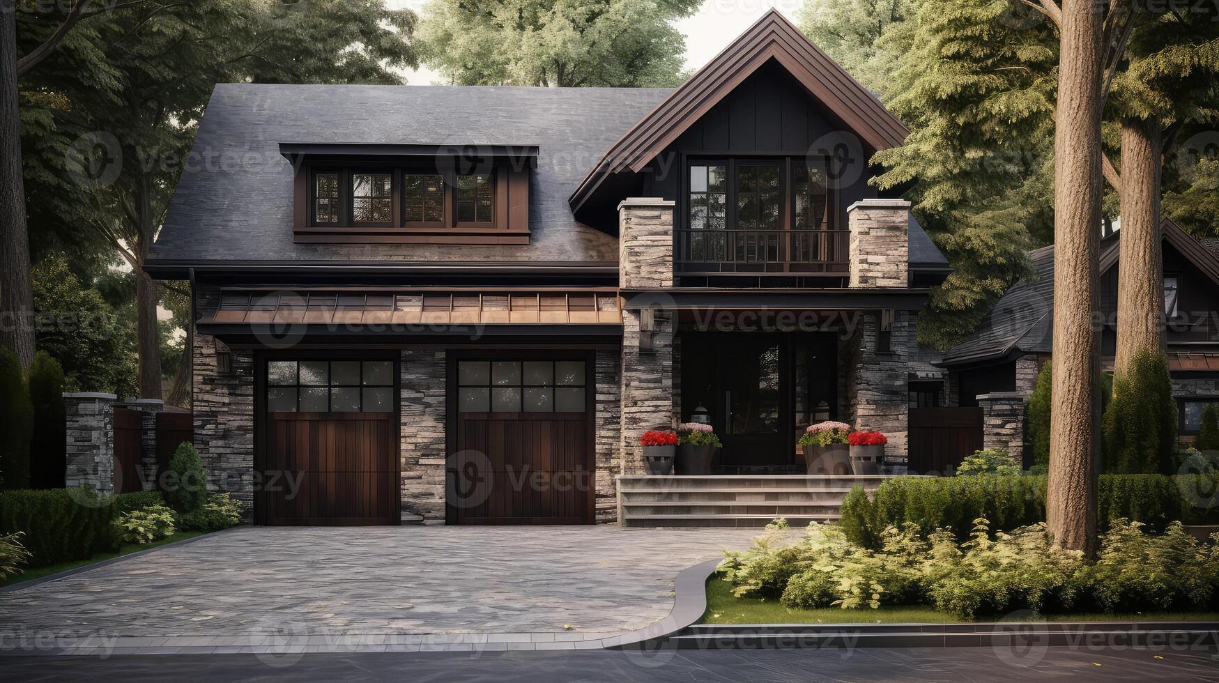 wooden garage door house photo
