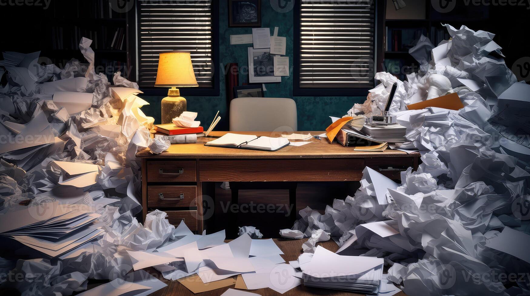crumpled blank paper desk photo
