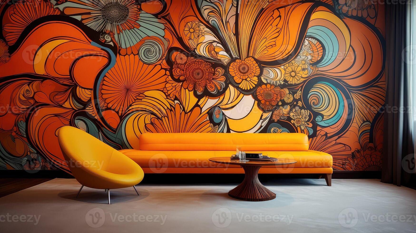 orange psychedelic wall paper photo