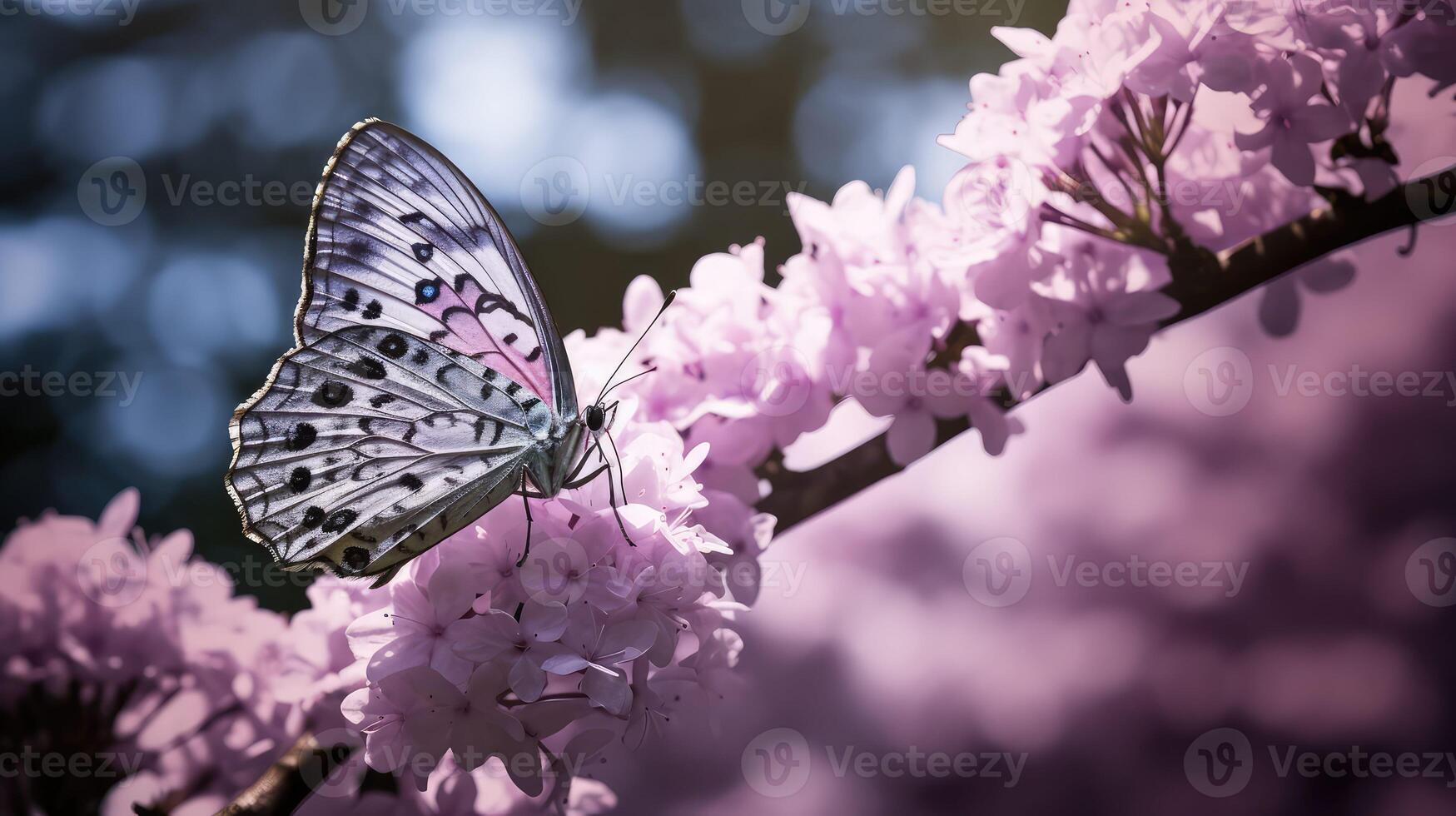 butterfly lavander background photo