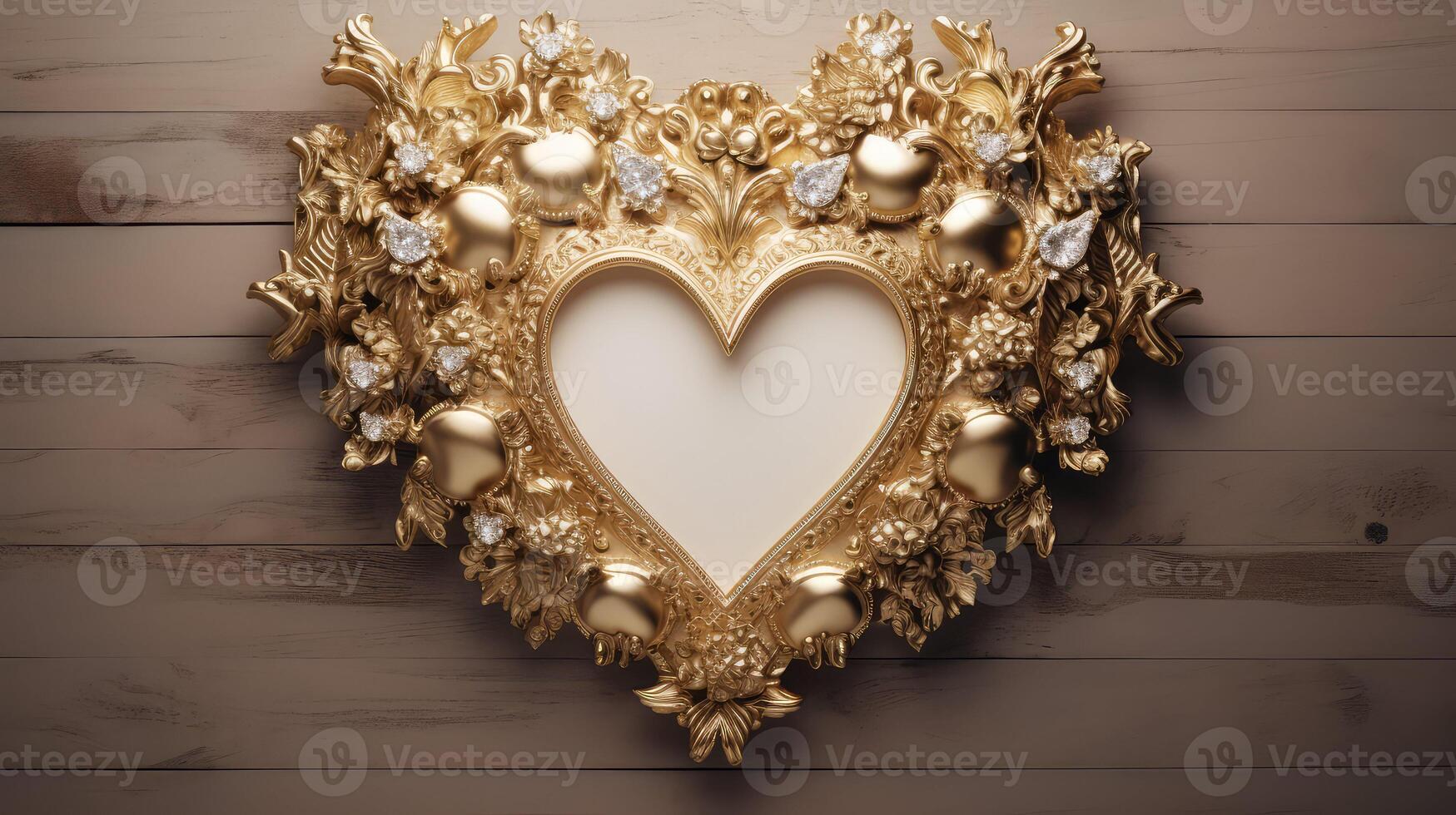 photo heart frame gold