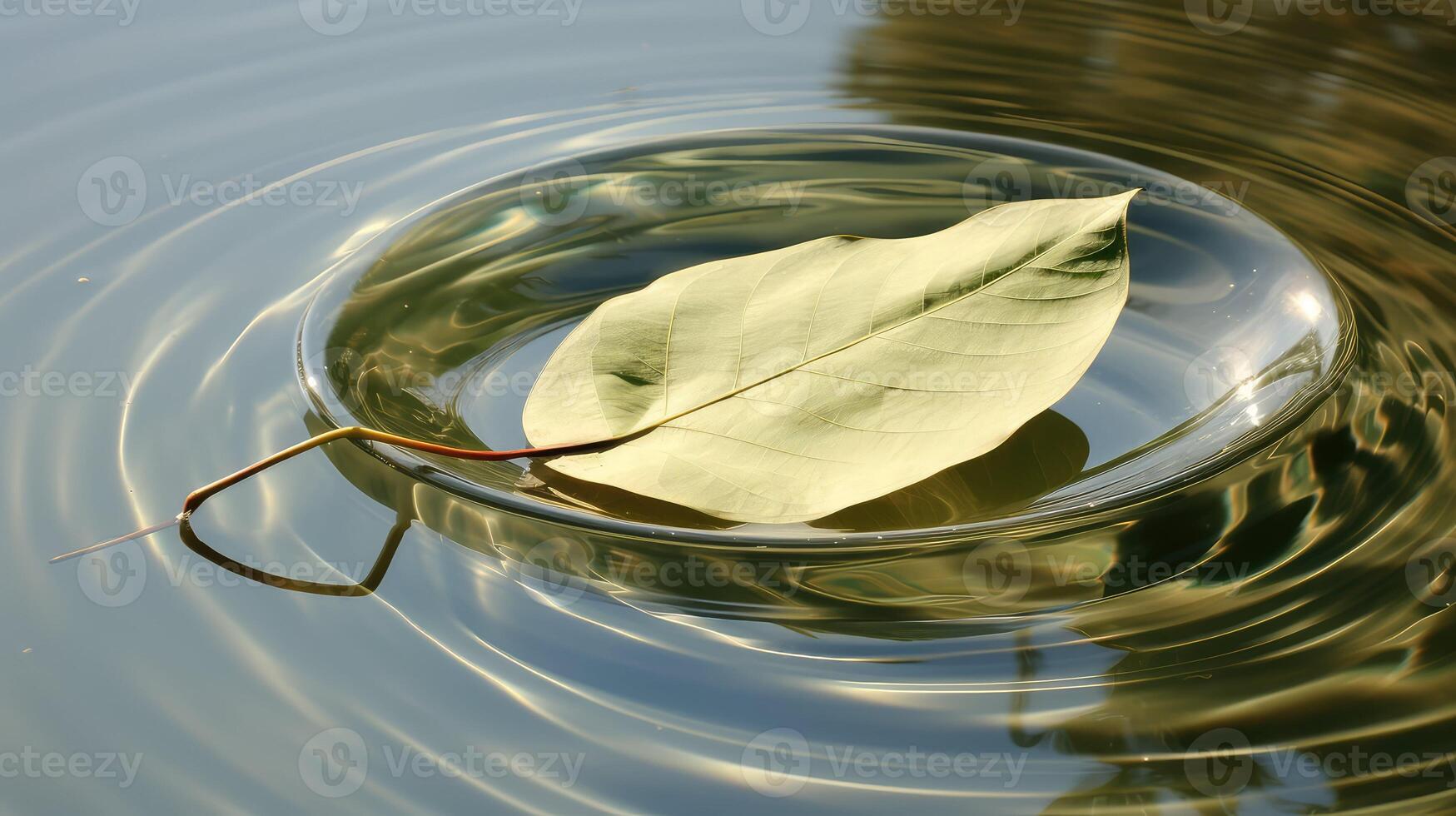 floating eucalyptus leaf isolated photo