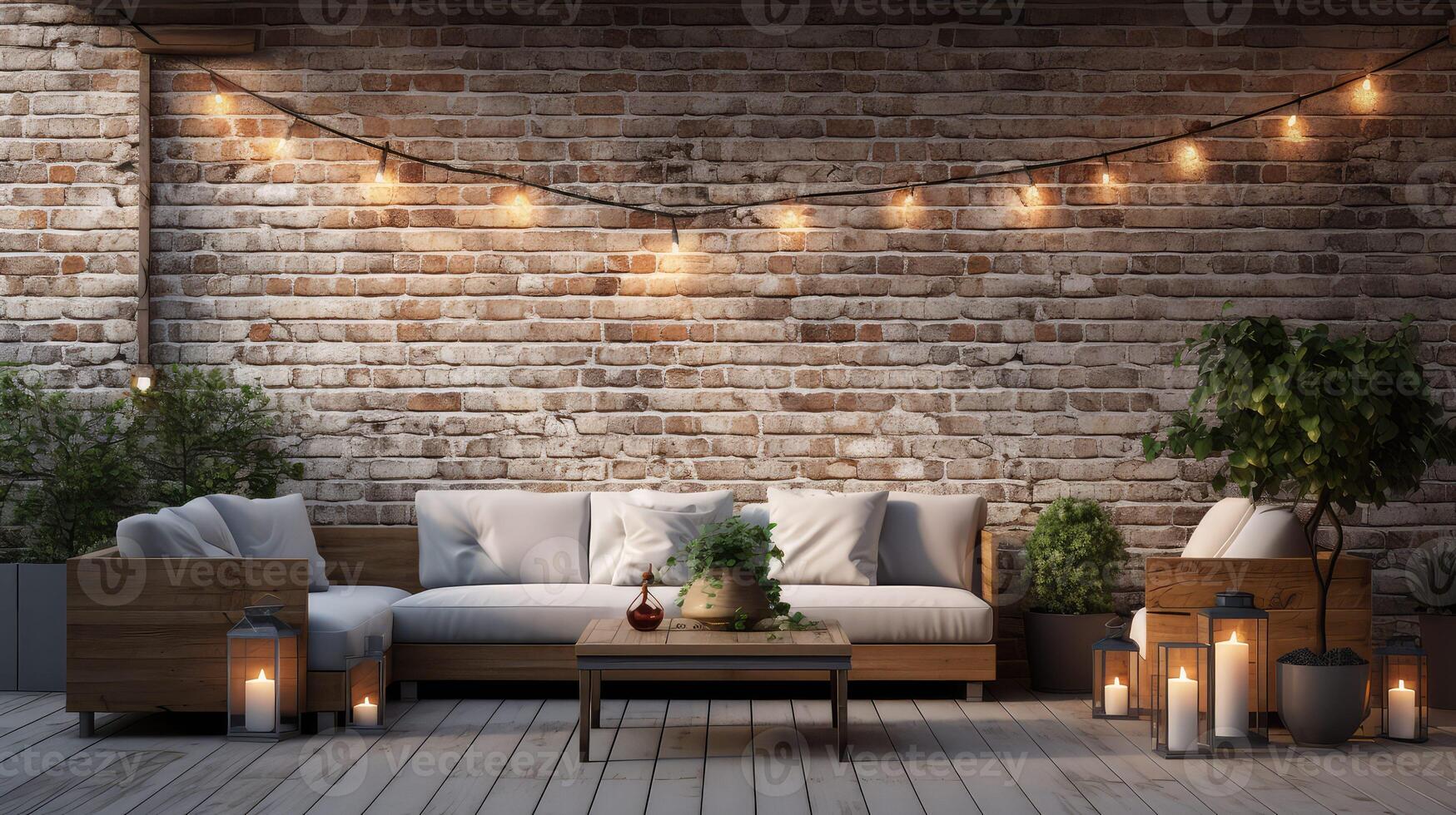 patio white wash brick wall photo