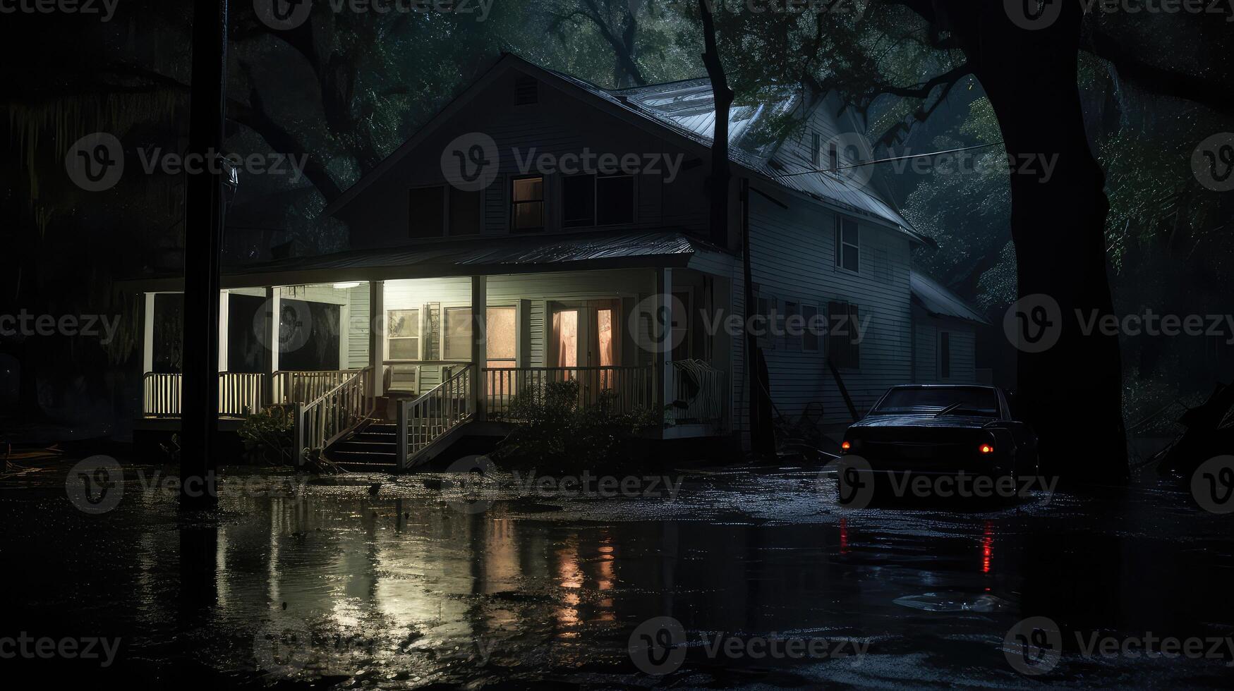 night flooding house photo