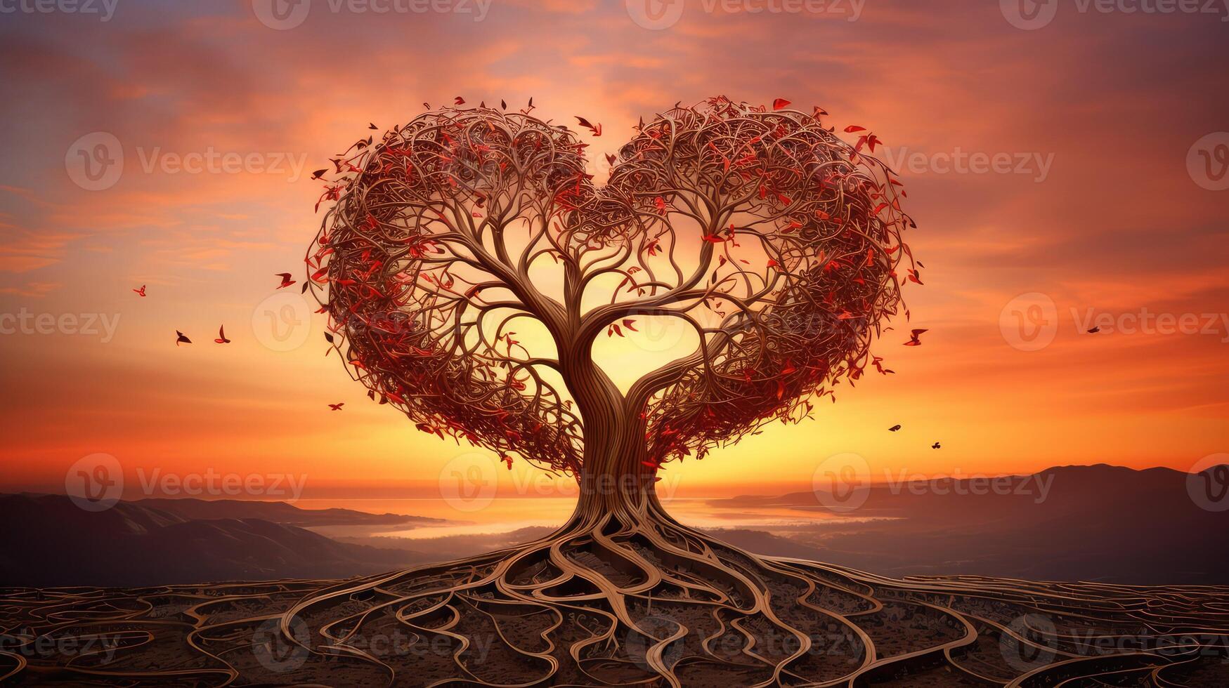 warm carved heart tree photo
