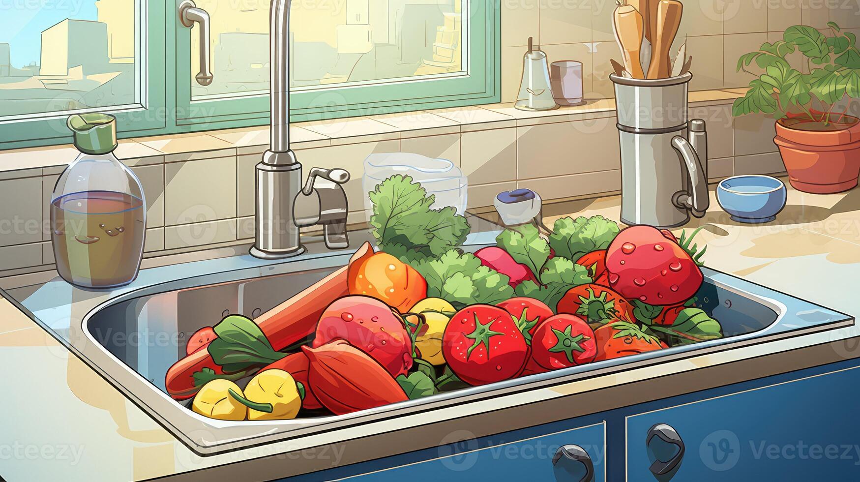 sparkling cartoon kitchen sink photo