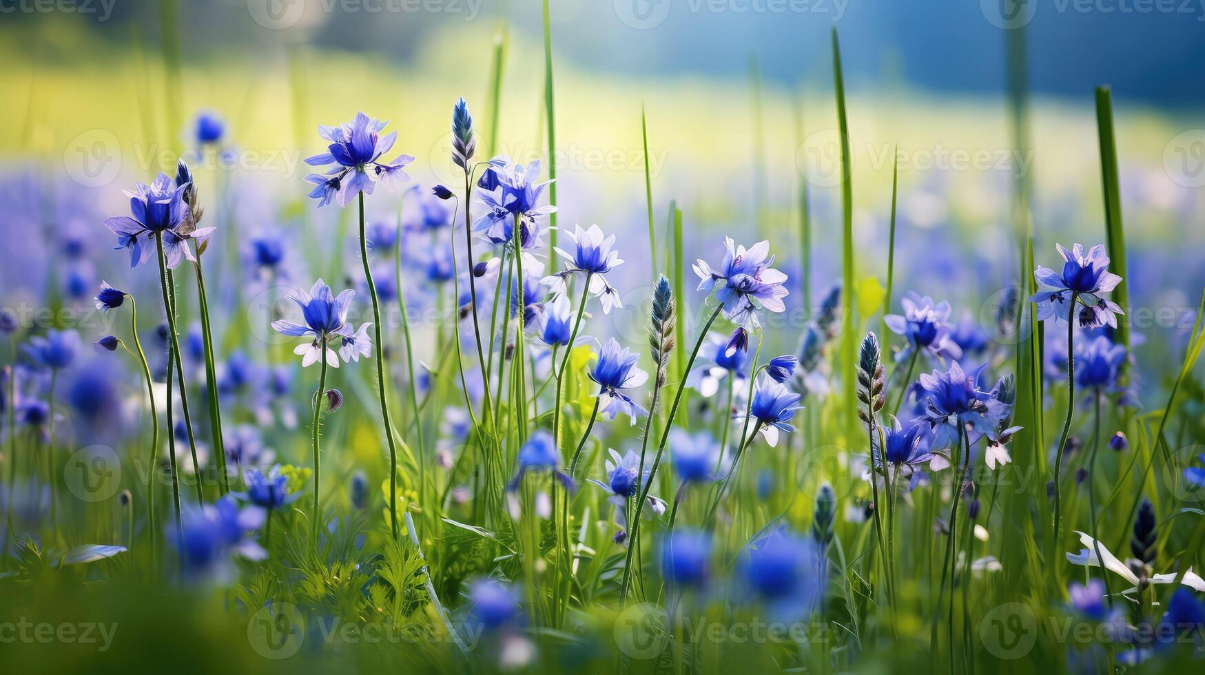 wildflowers blue green nature photo