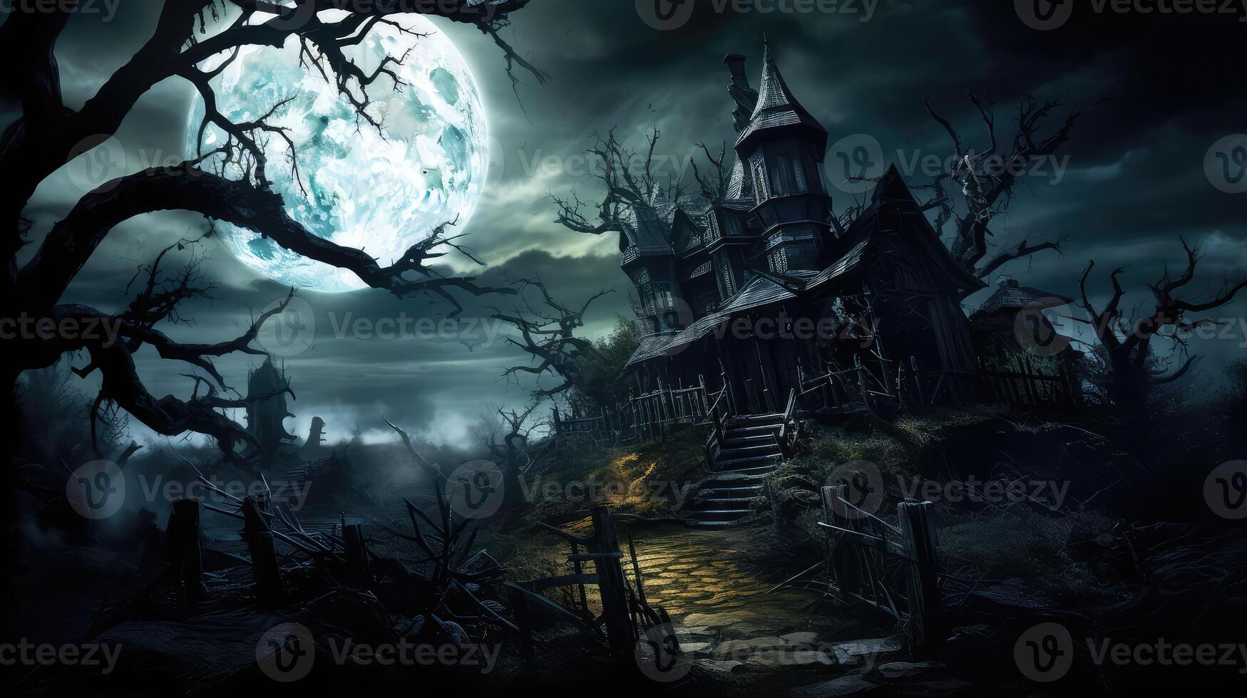 ghostly scary house photo