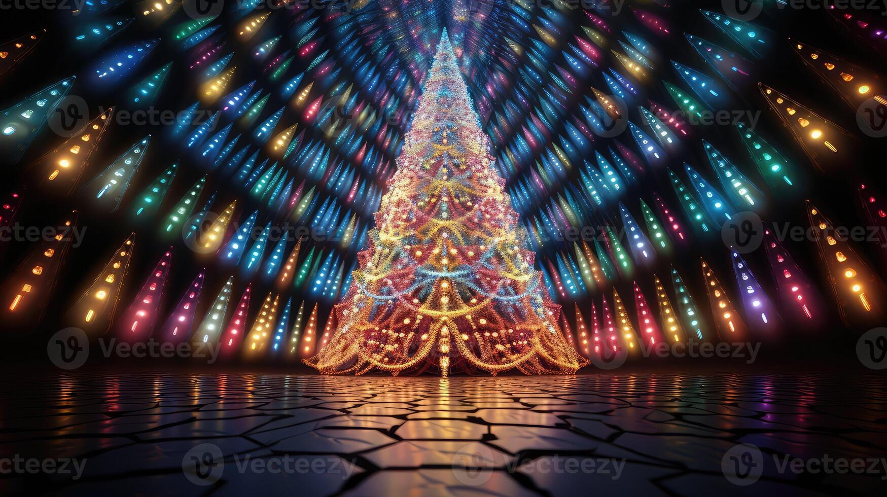 festive holiday tree lights photo