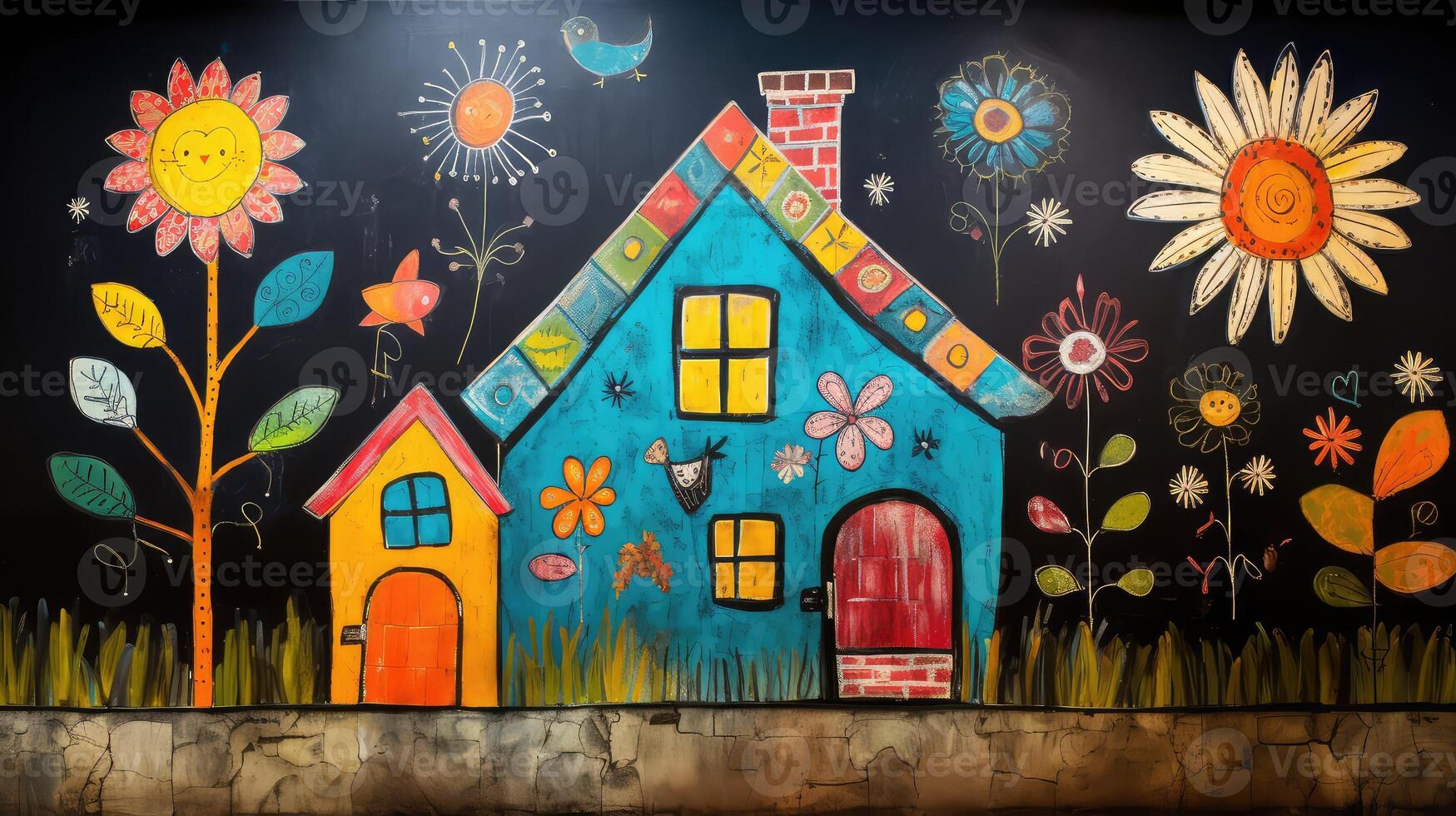 drawings chalkboard house photo