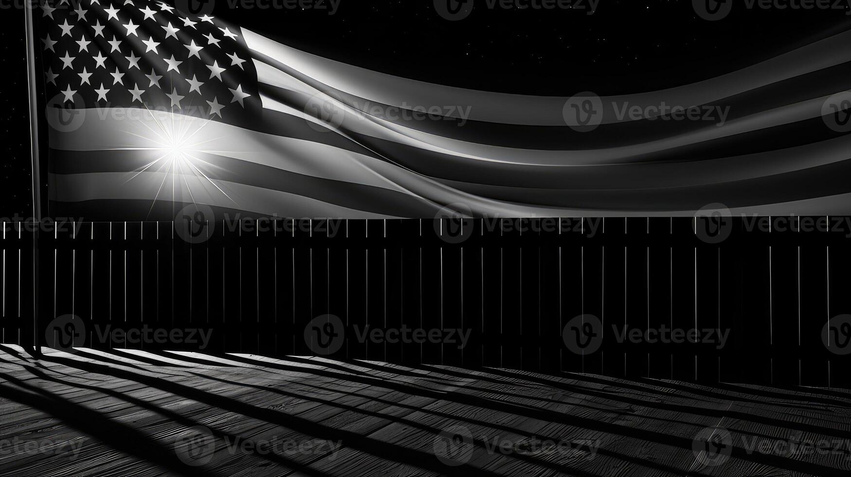 stars black and white american flag wave photo