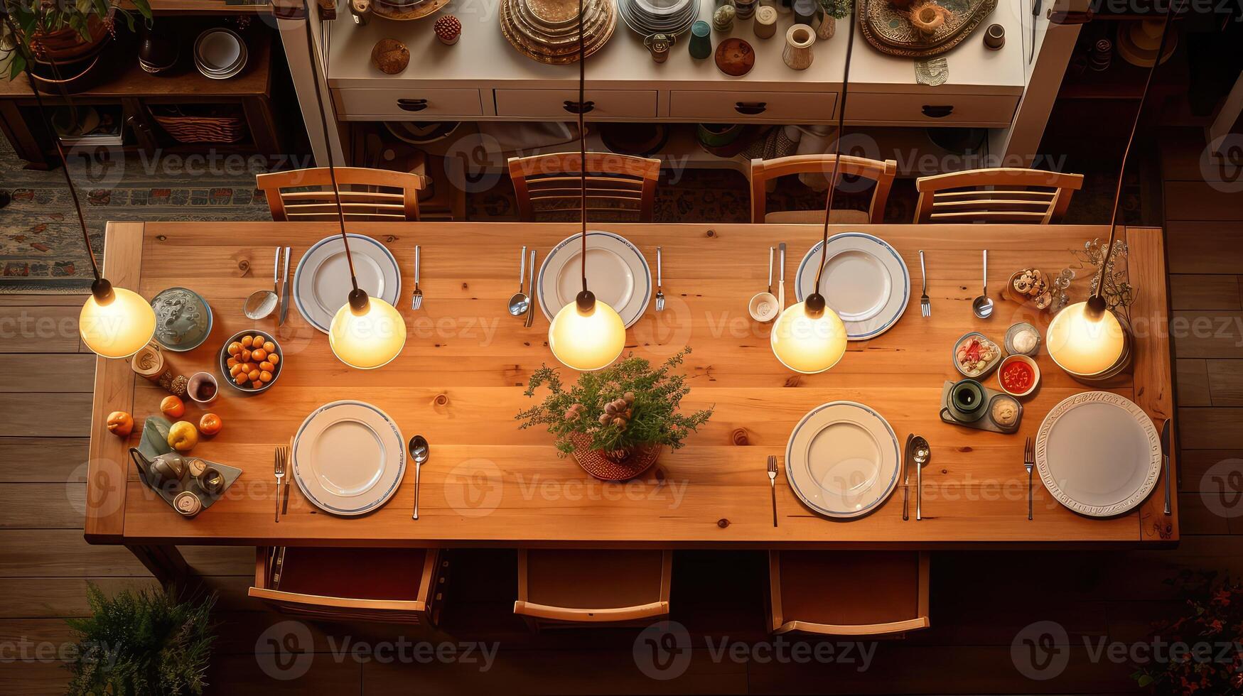 dining overhead wood table photo