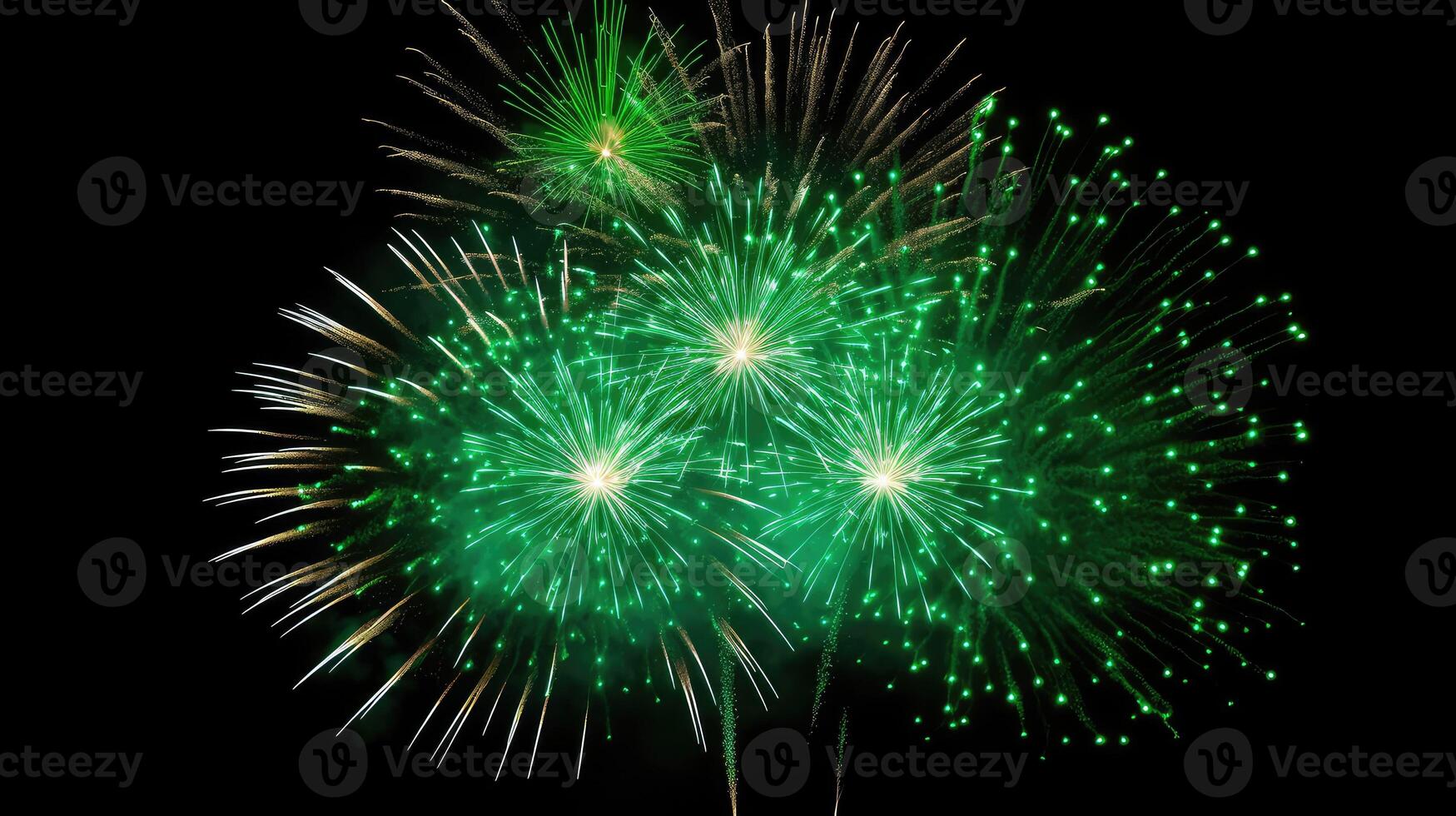 vibrant green fireworks white background photo