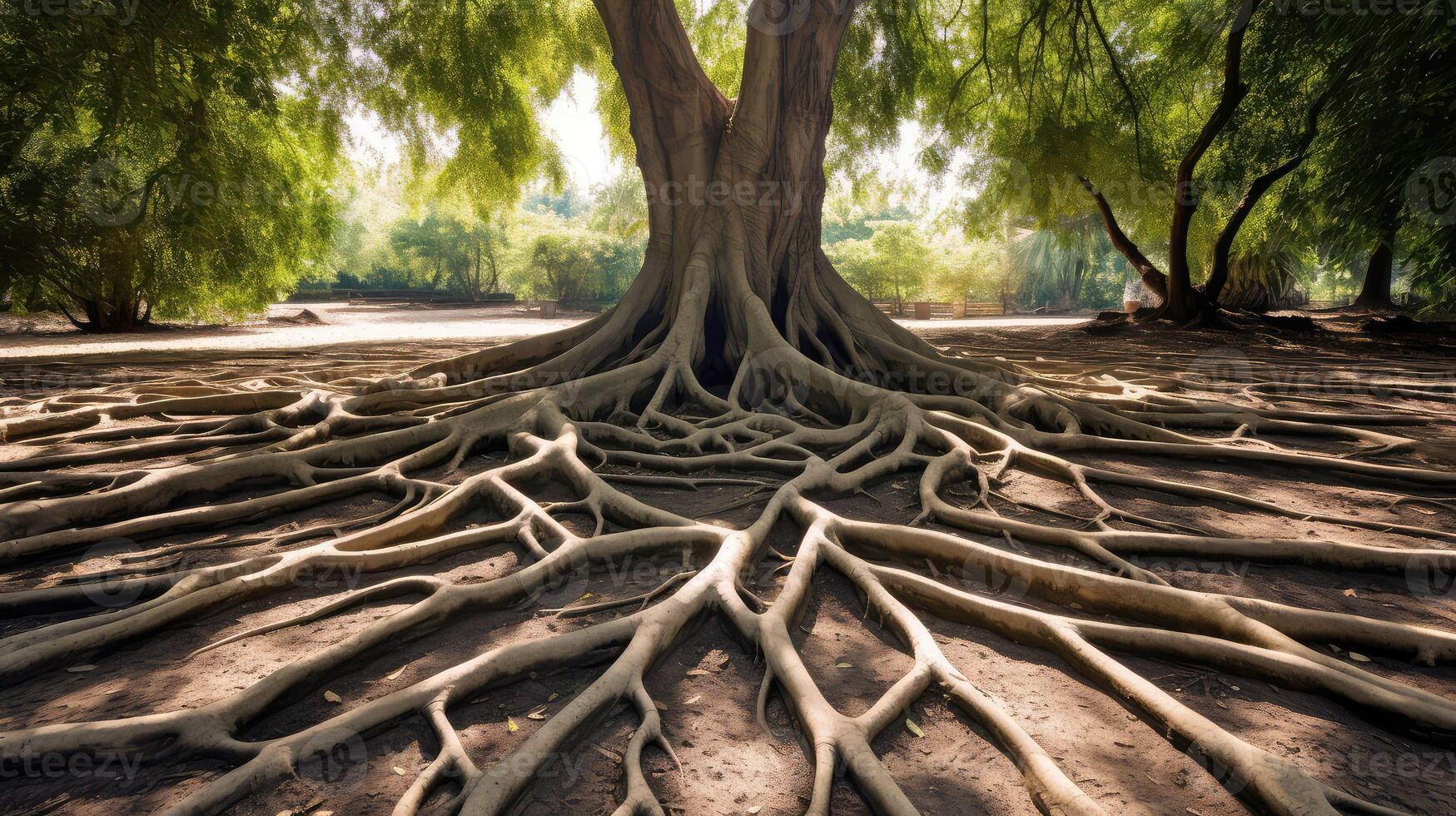 nature tree with roots circle photo