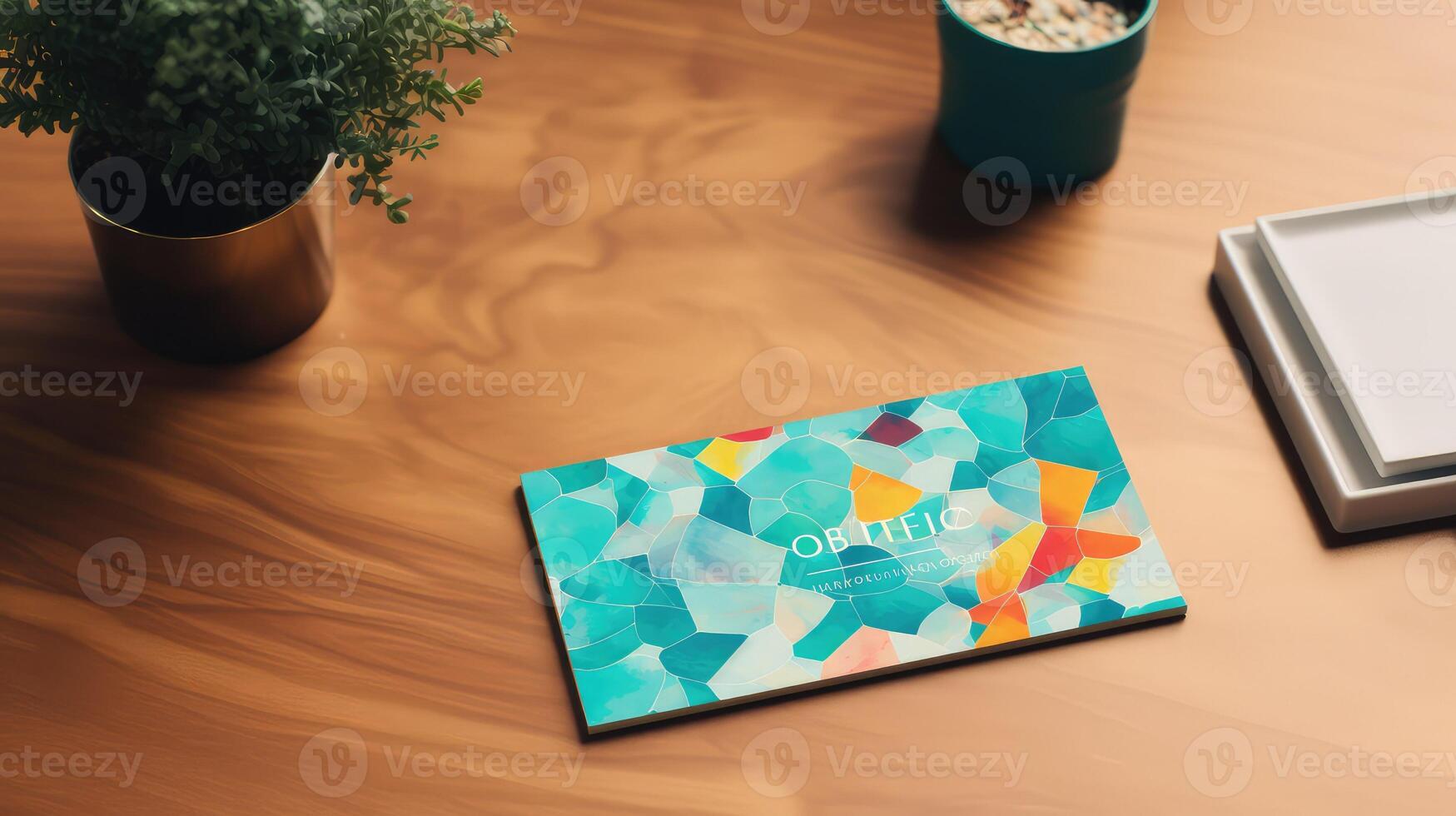 creative card on table mockup photo