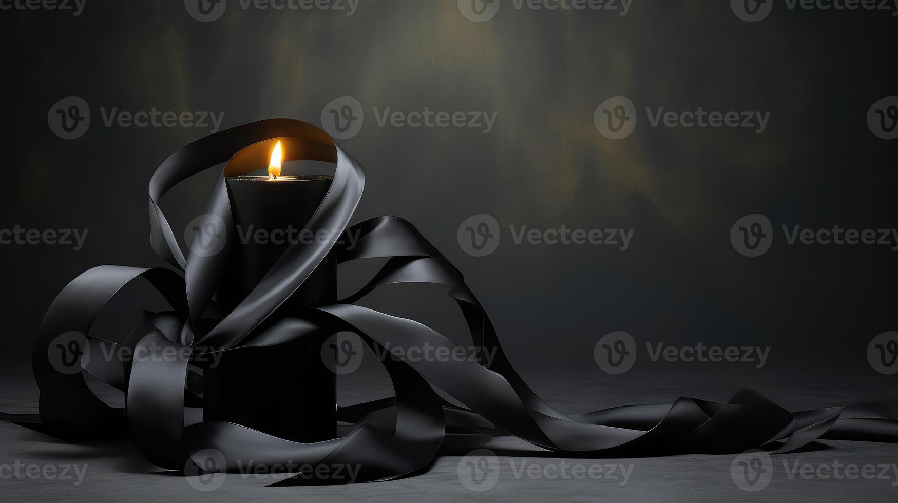 floating candle black ribbon photo