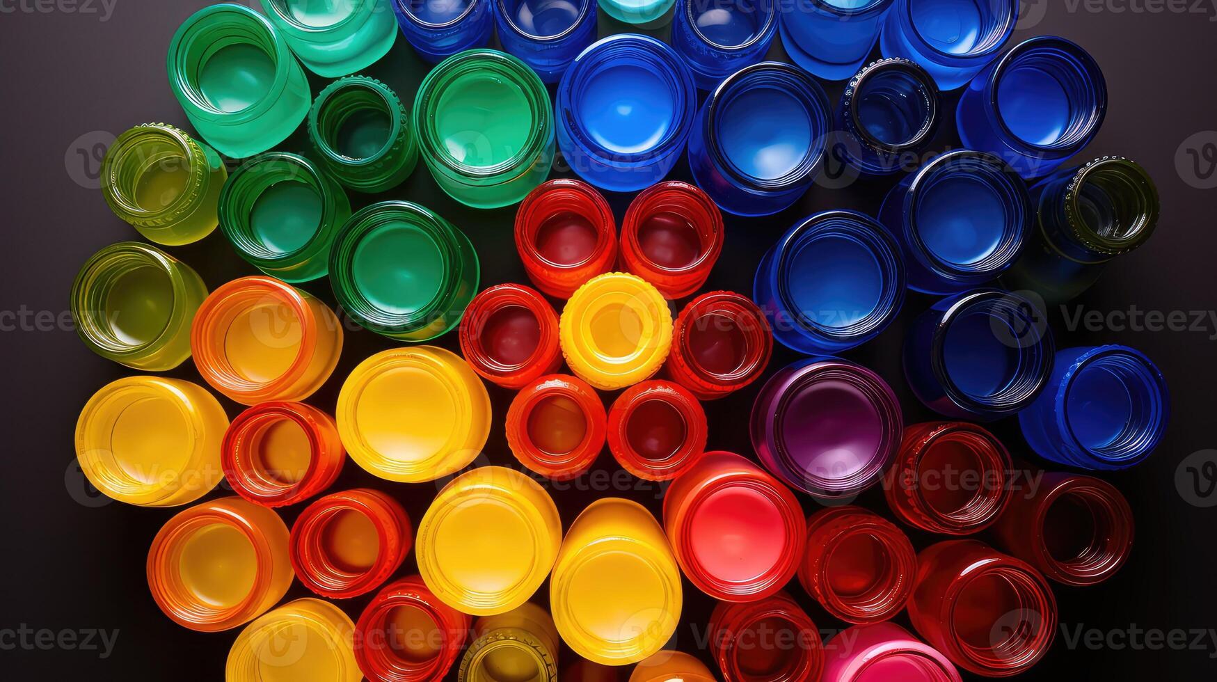 cheerful colorful plastic bottles photo