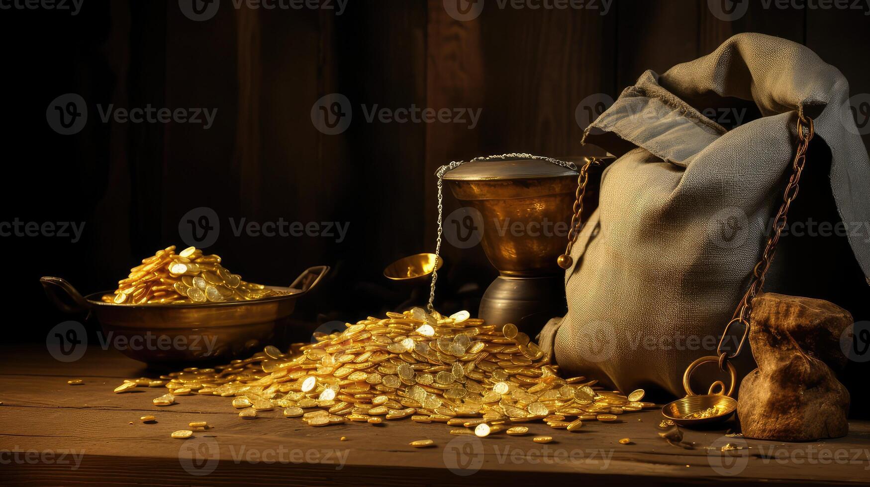 wealth bags of gold photo