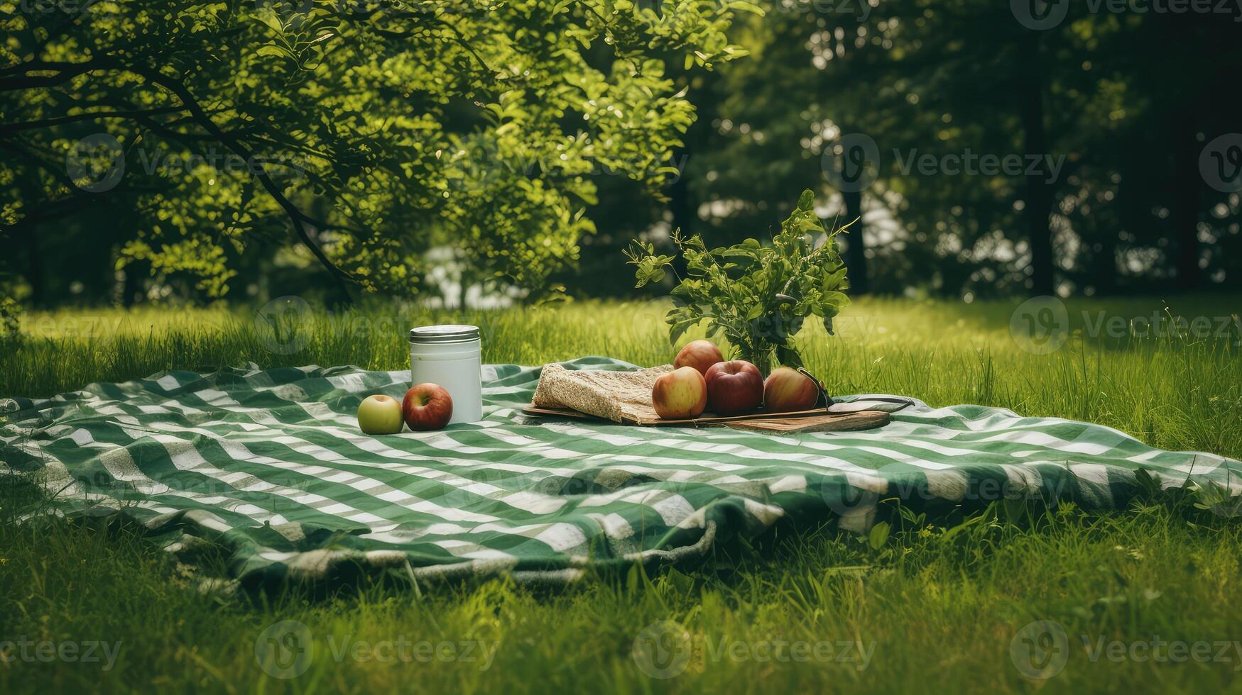 picnic green plaid background photo