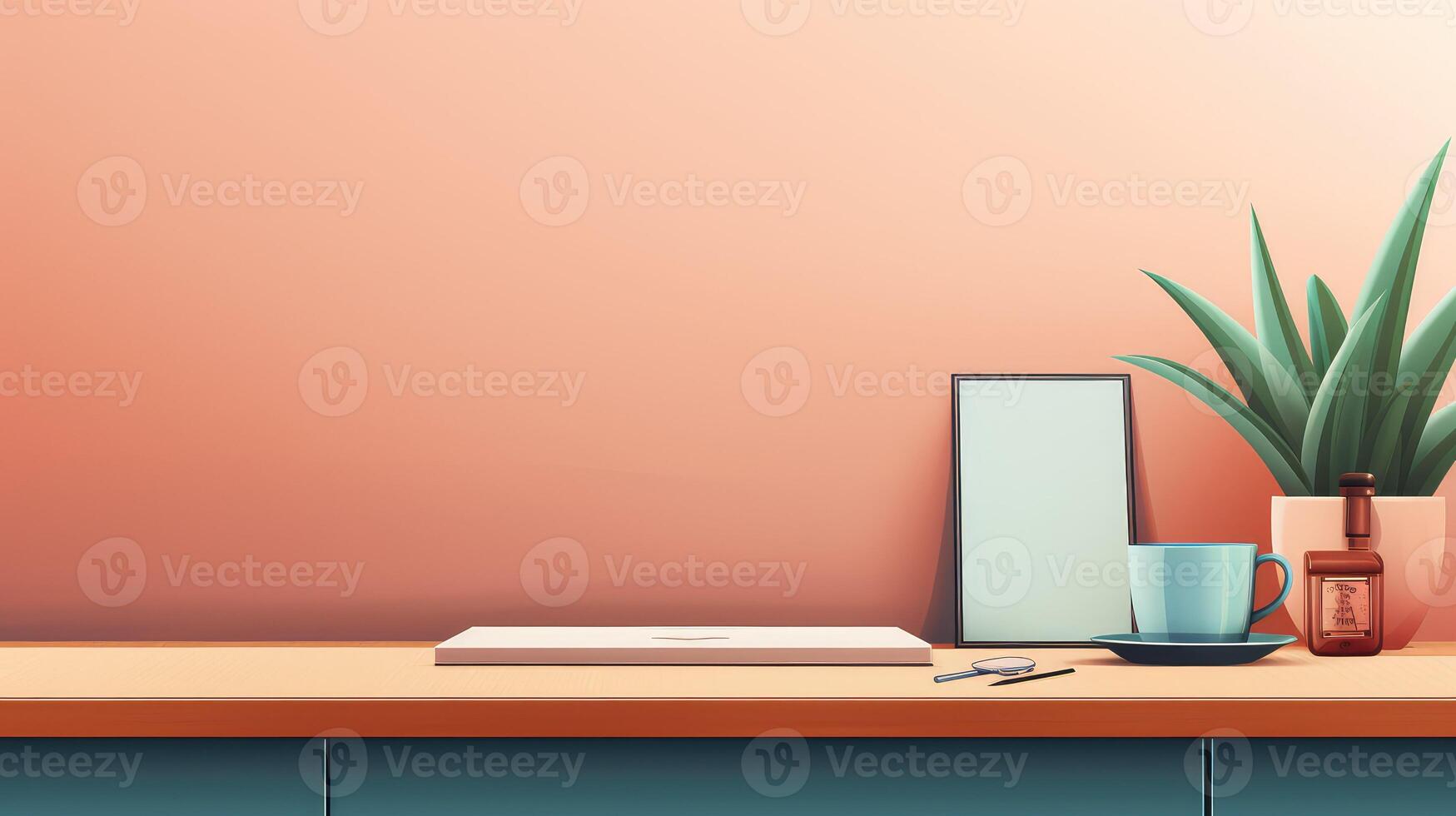 minimalist desk cartoon photo
