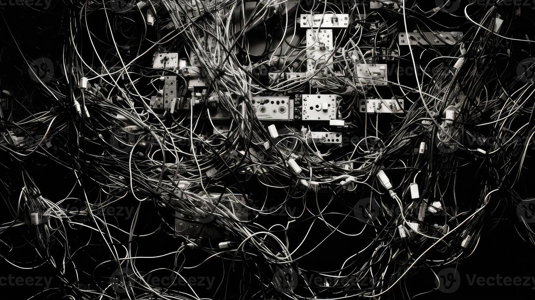 technology data black and white photo