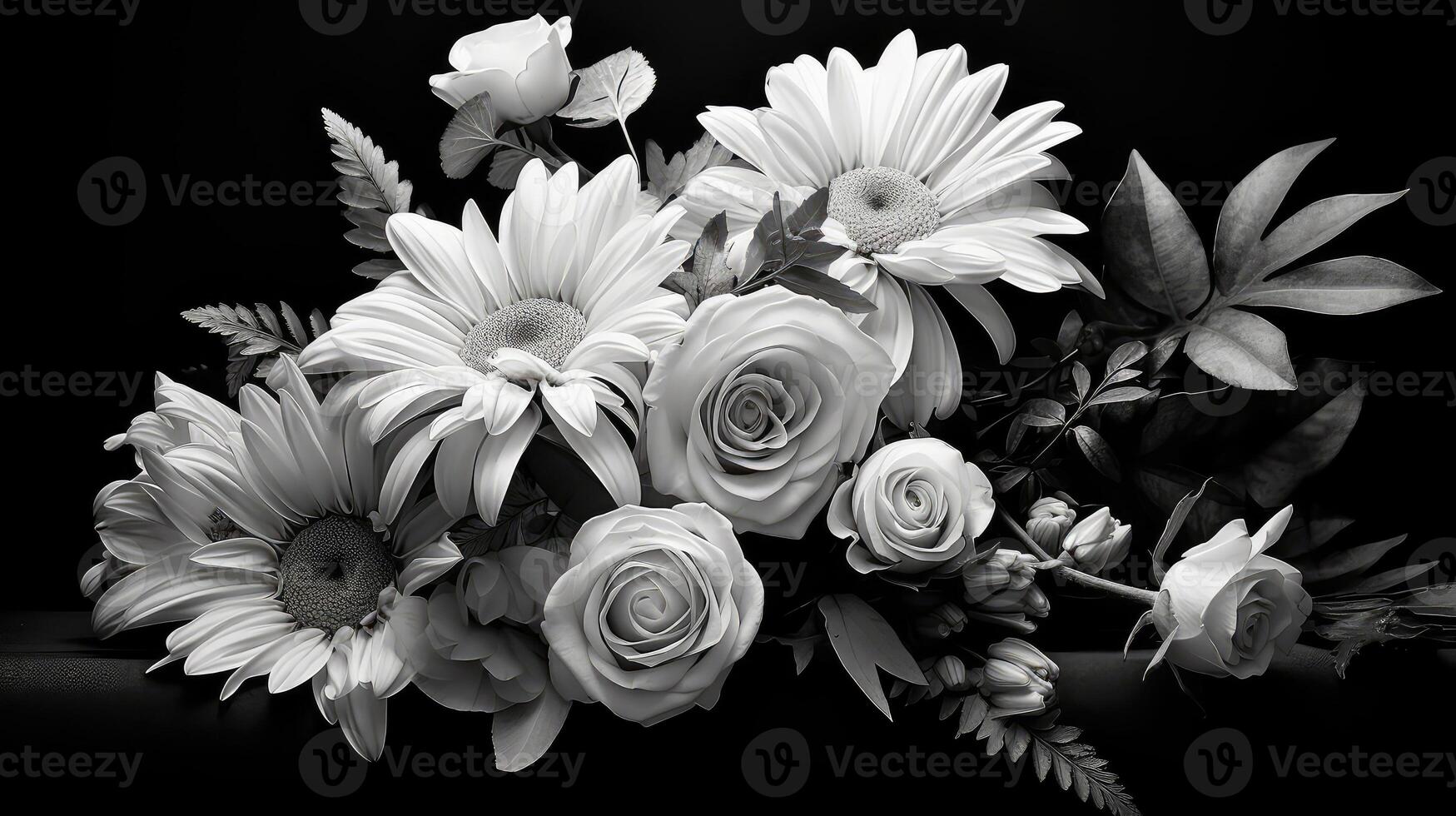 flowers fitness black and white photo