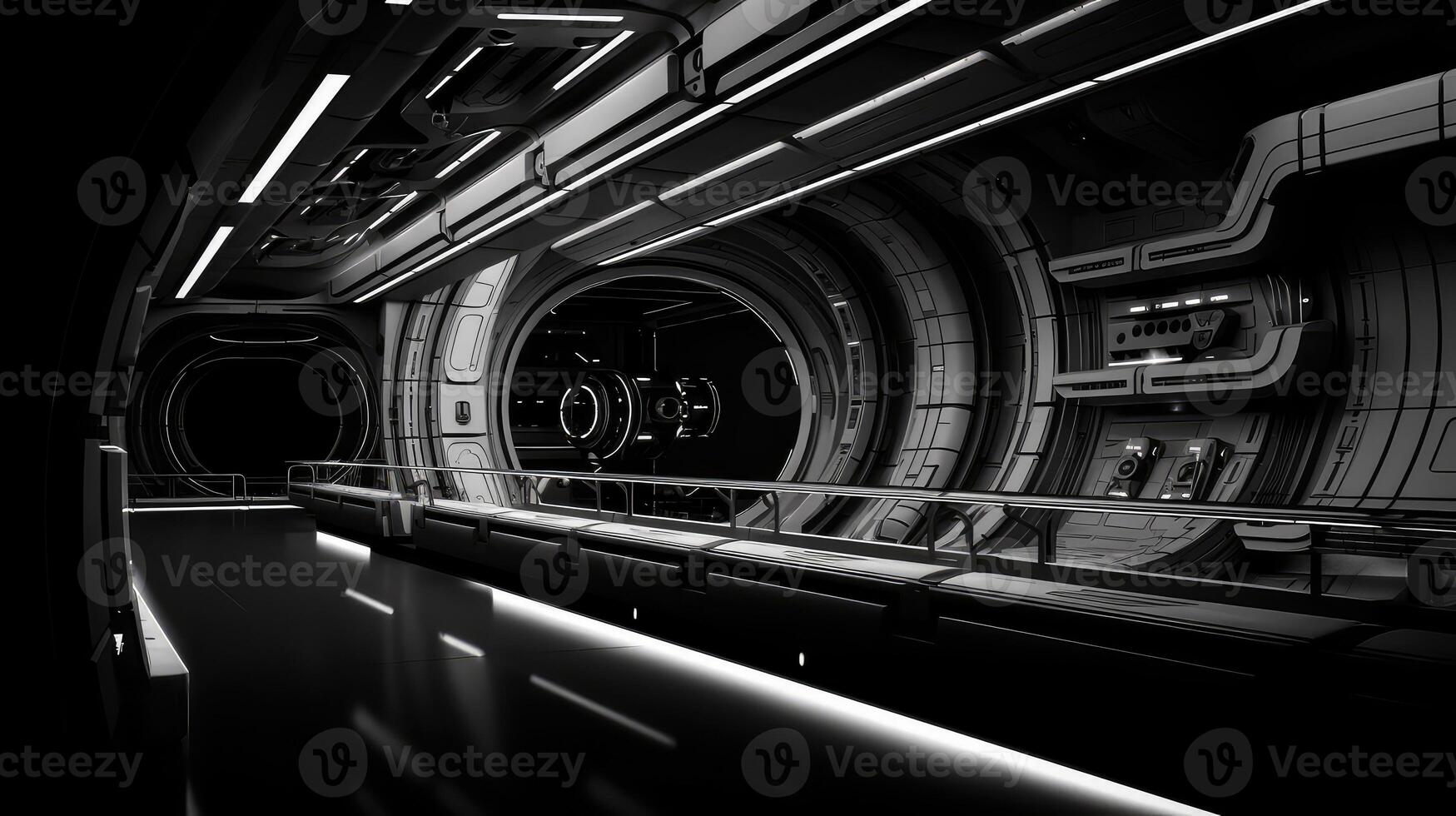 station black and white space photo