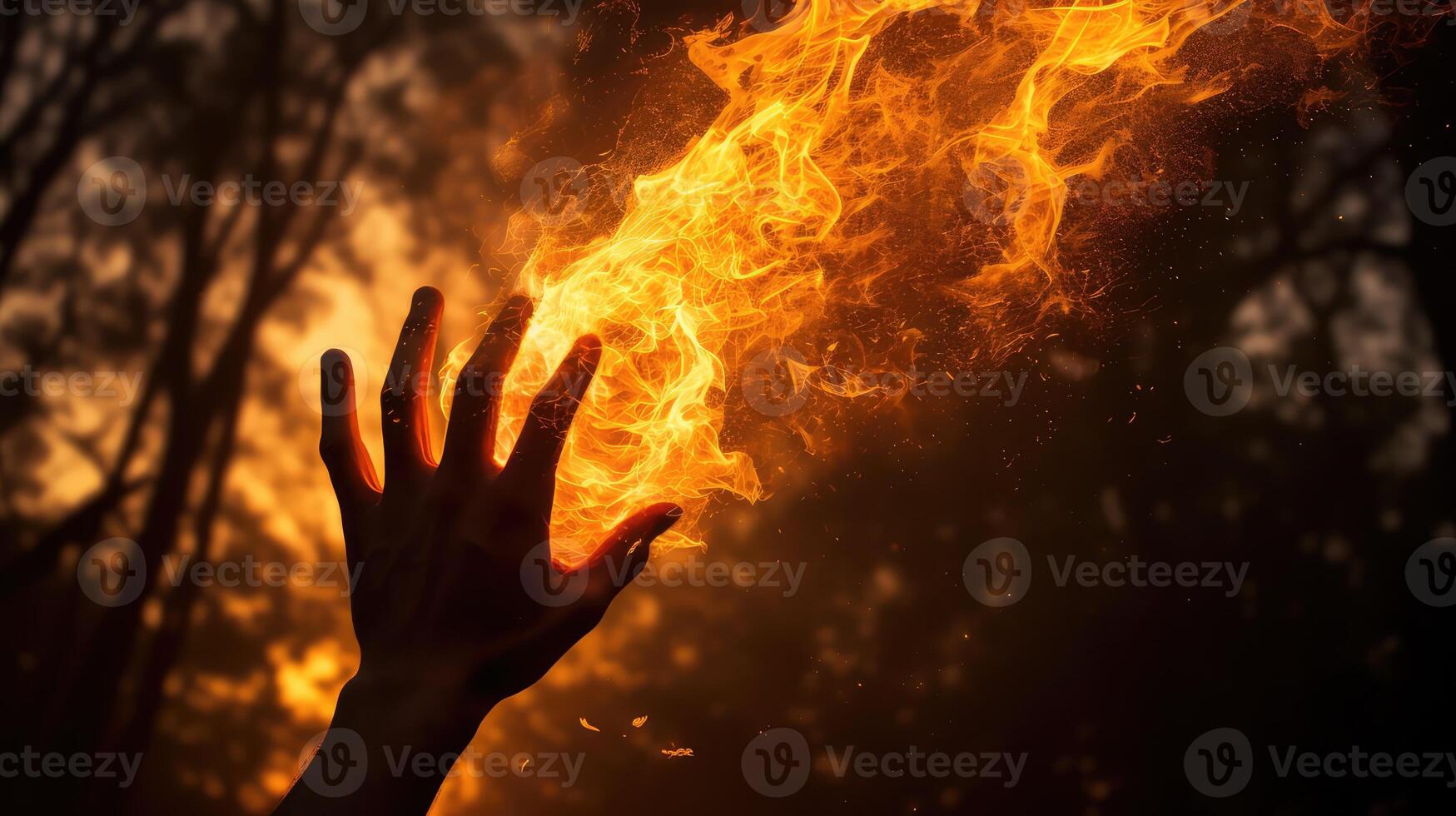 bon fire in hand photo