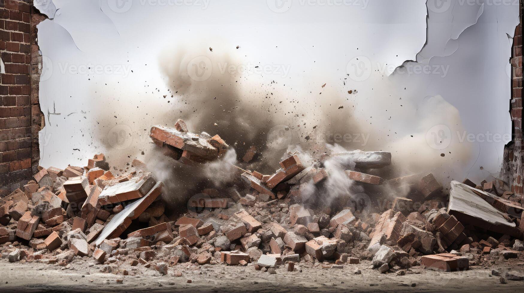 collapse brick wall smash photo