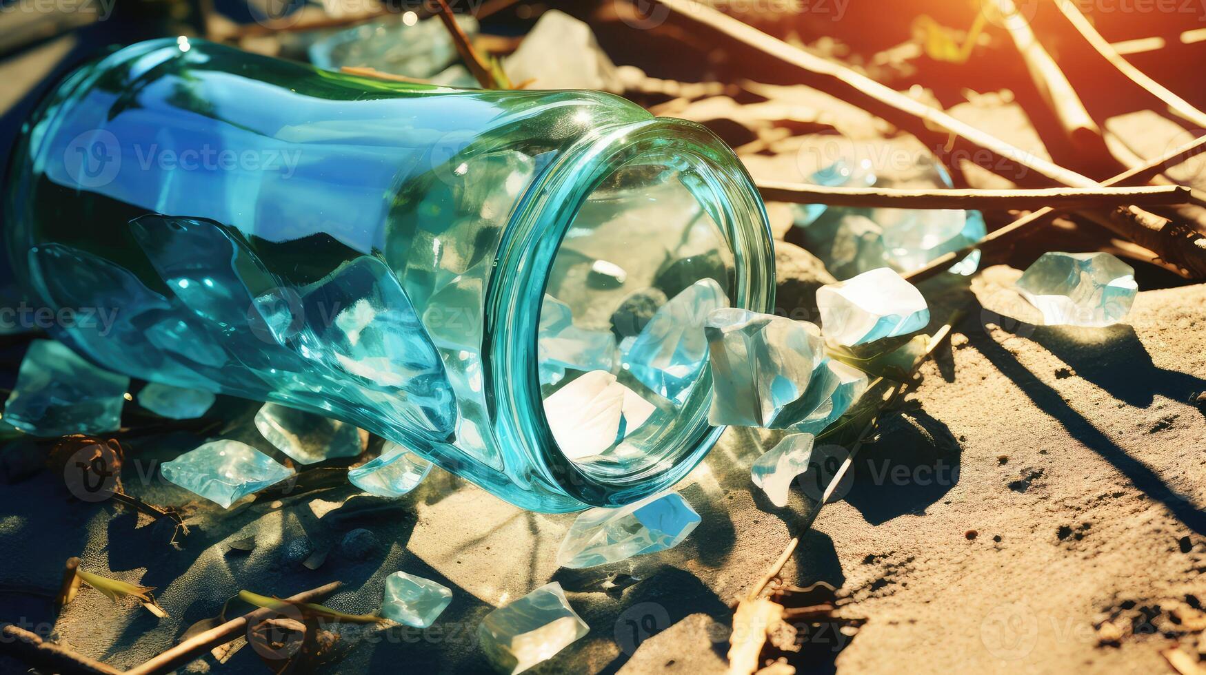 bottle broken glass isolated photo