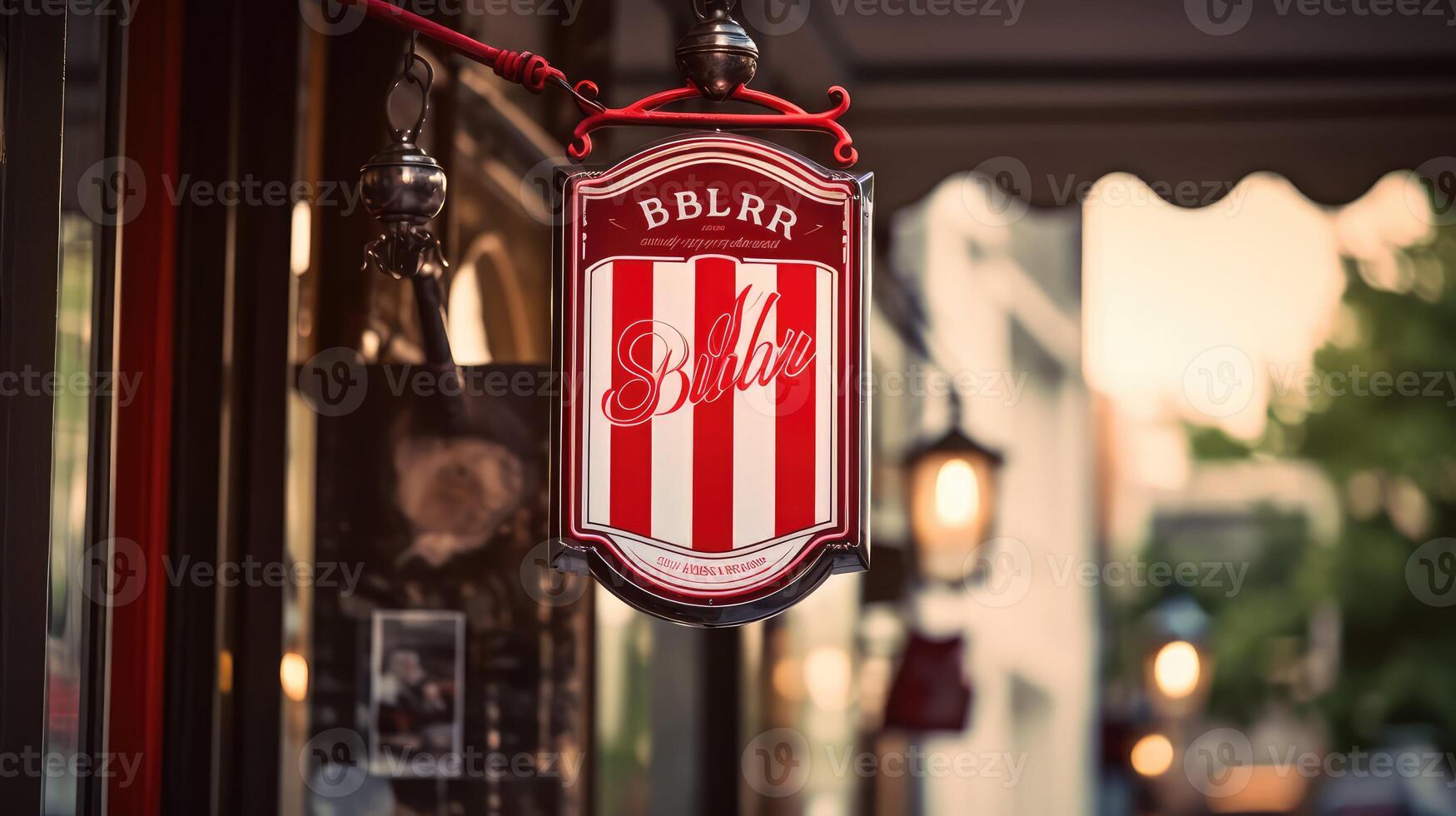 pole red hanging sign photo