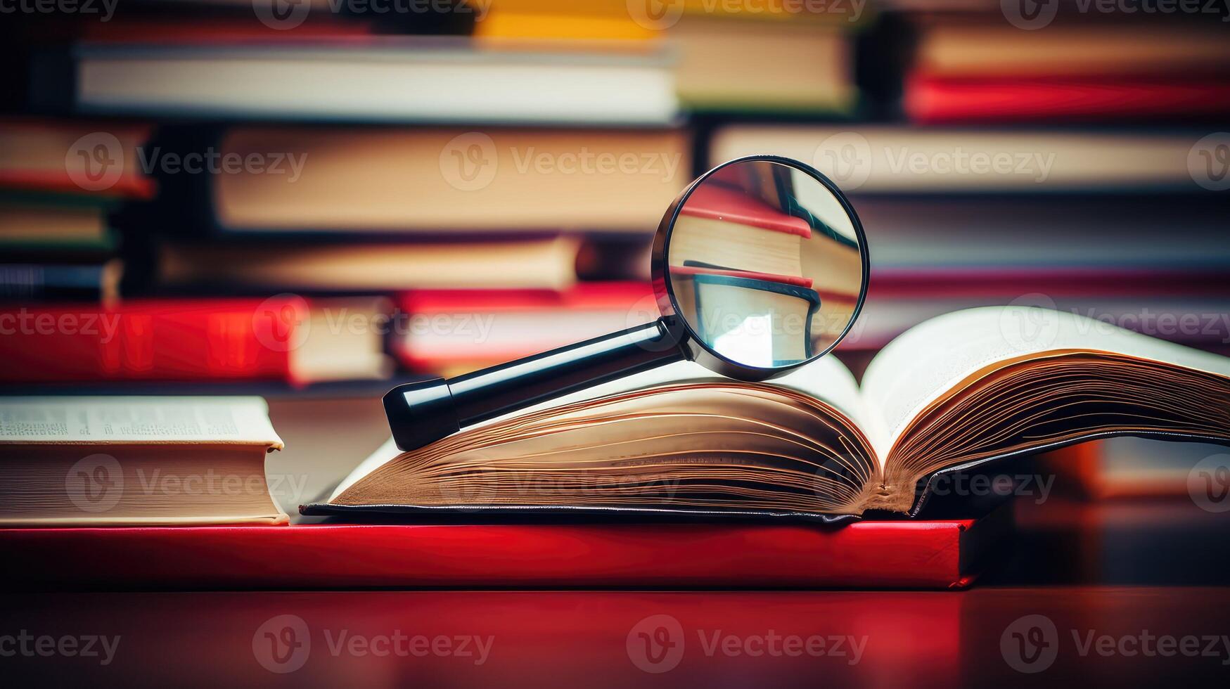 books red magnifying glass photo