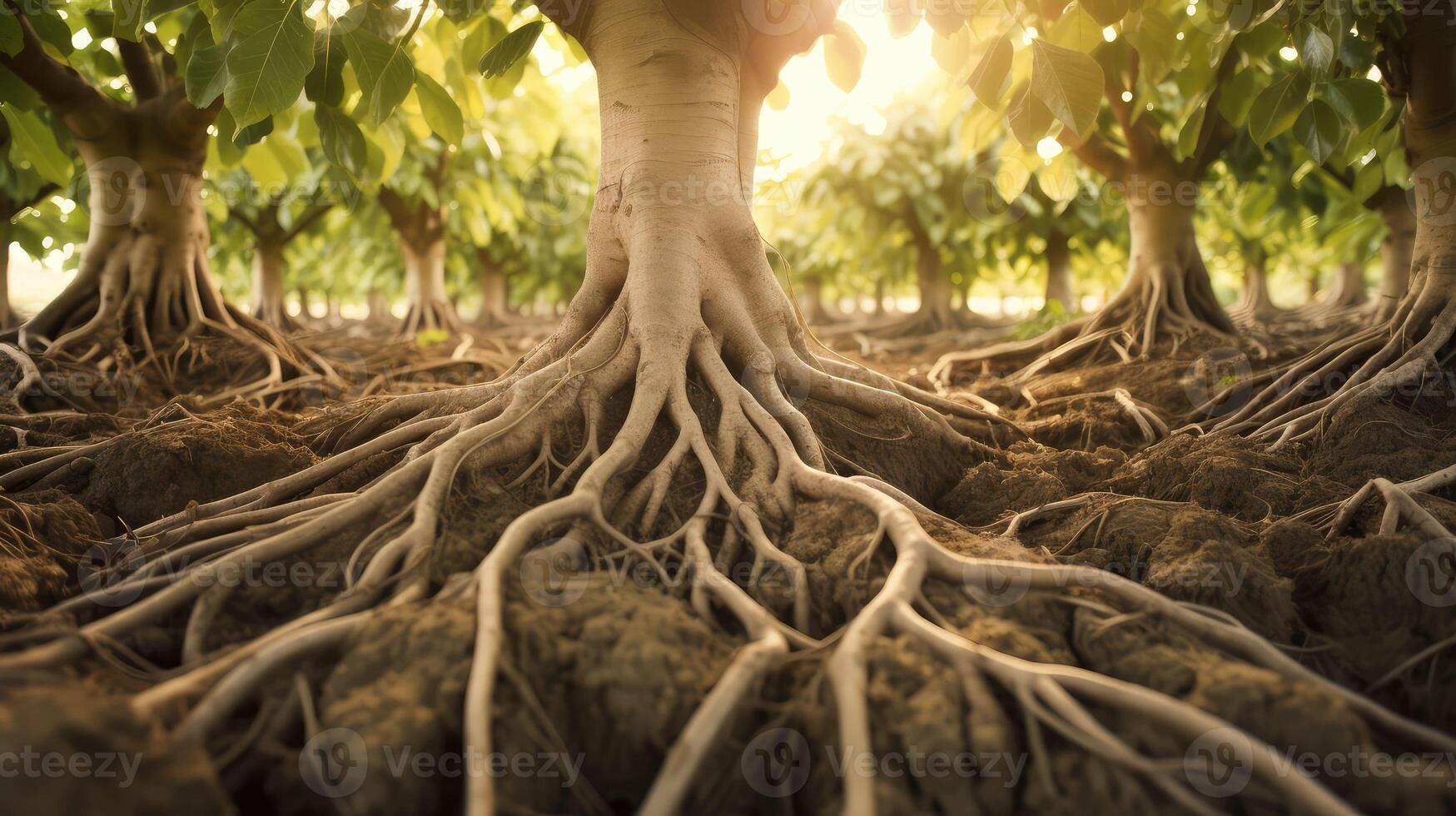 up apple tree with roots photo