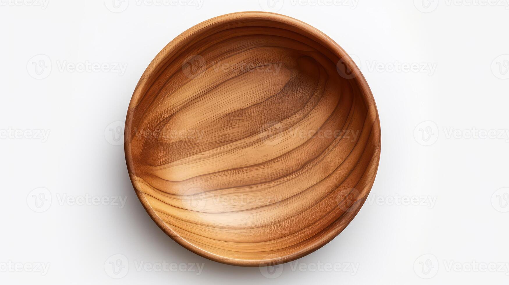modern empty wooden bowl top view isolated photo