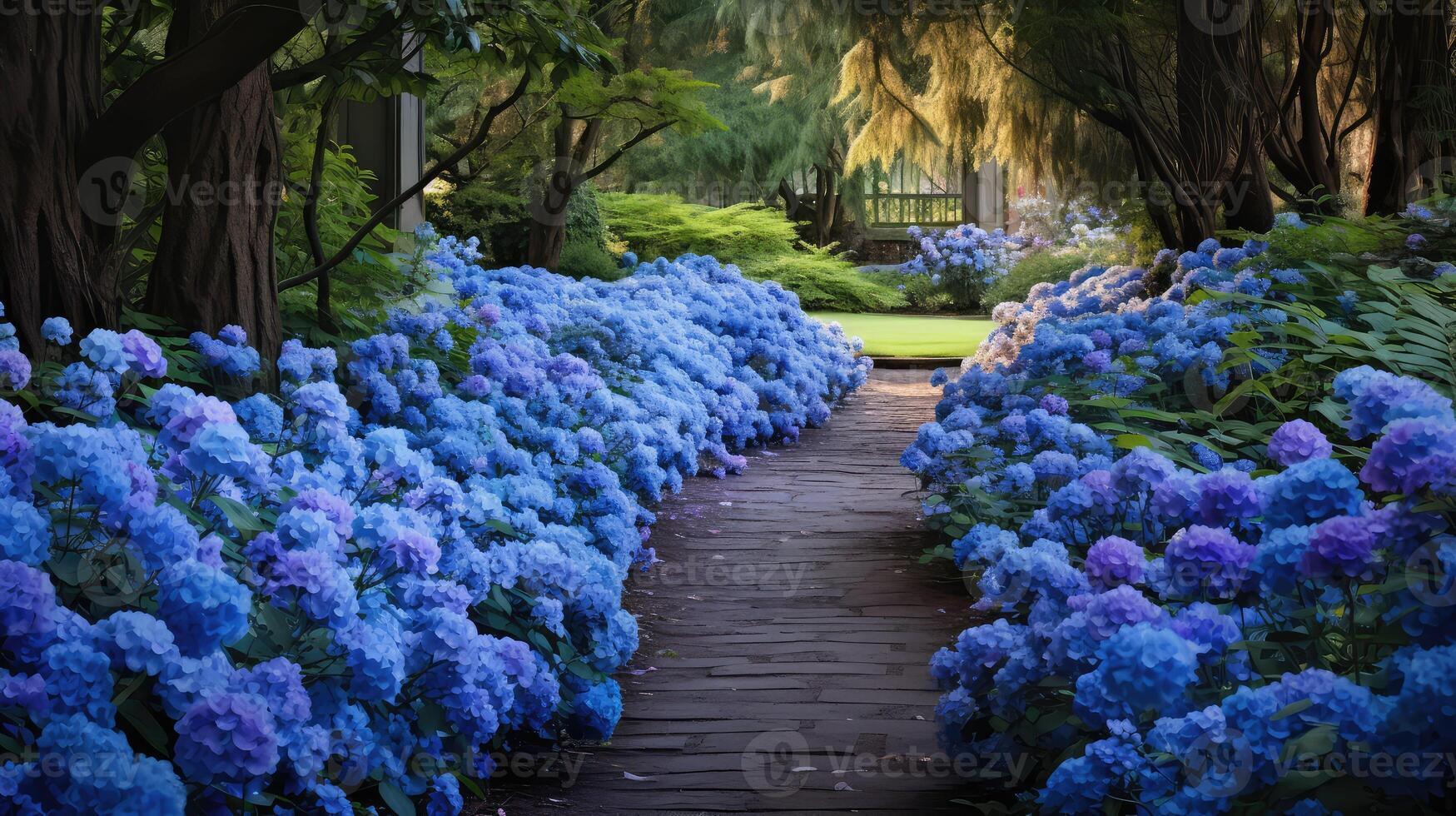 botanical blue border photo
