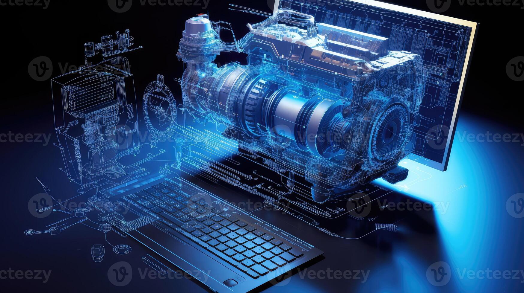 model blue print engine photo
