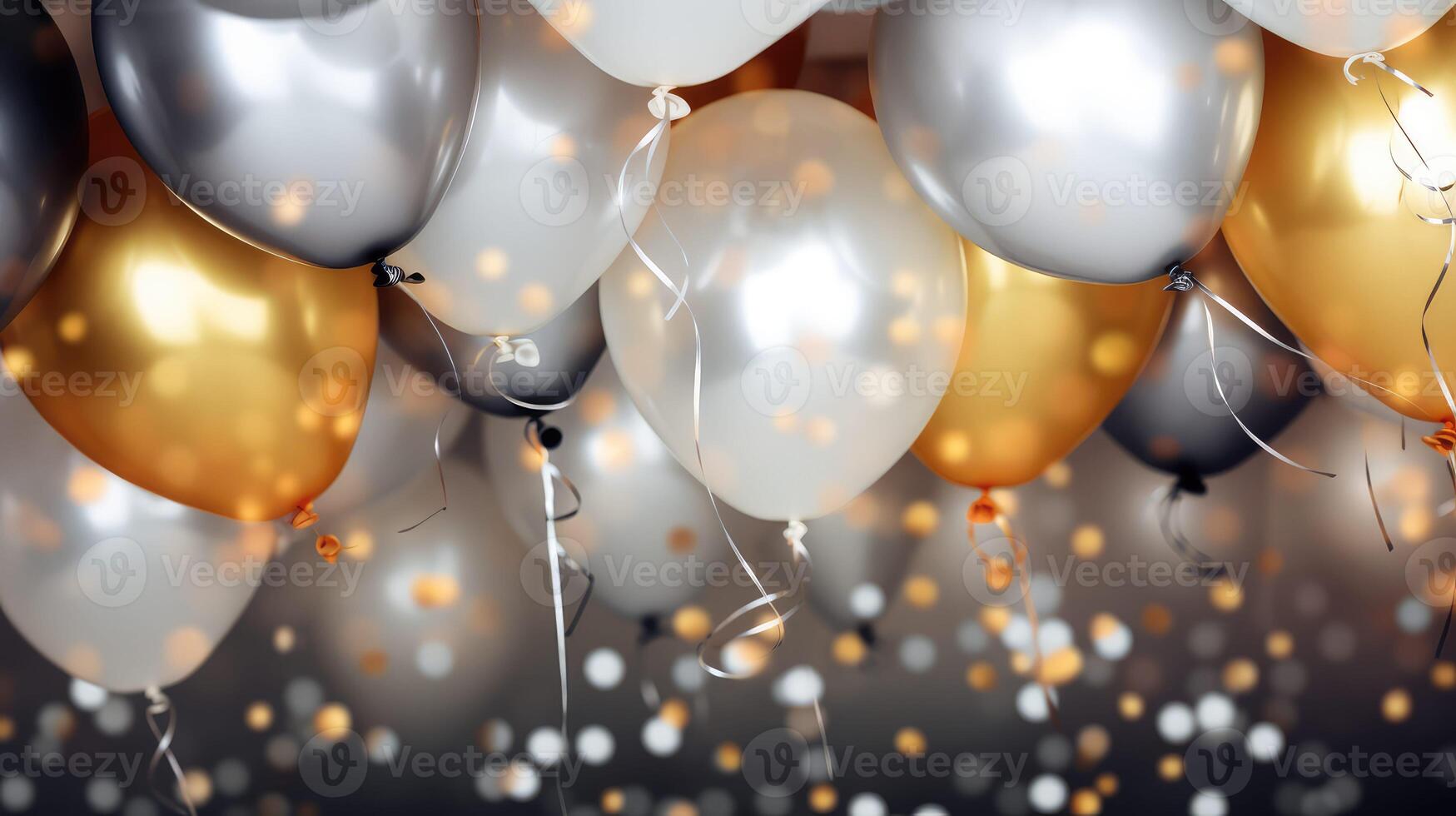 shiny gold silver balloons photo